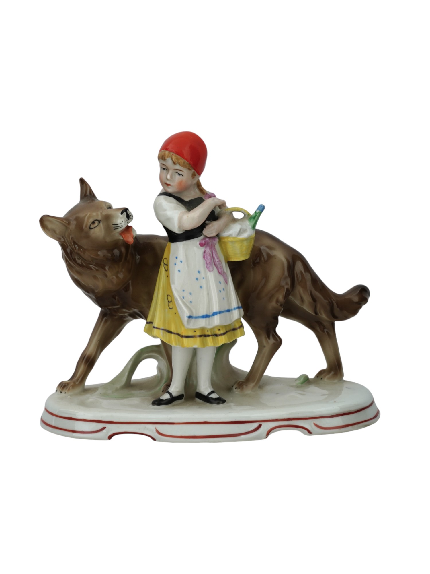 GERMAN WEISS KUHNERT RED RIDING HOOD PORCELAIN FIGURINE PIC-1