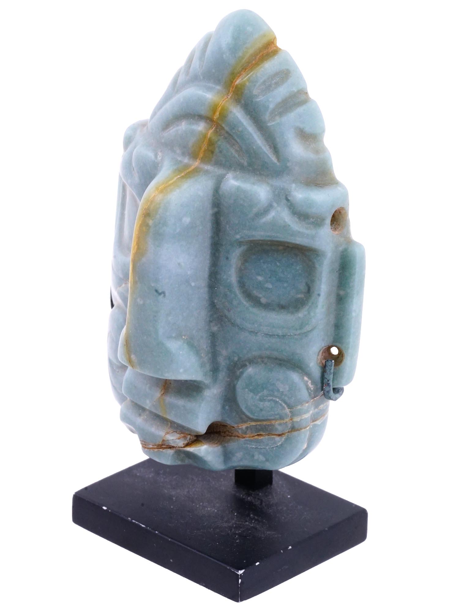 ANCIENT MESOAMERICAN OLMEC CARVED JADE AMULET PIC-1