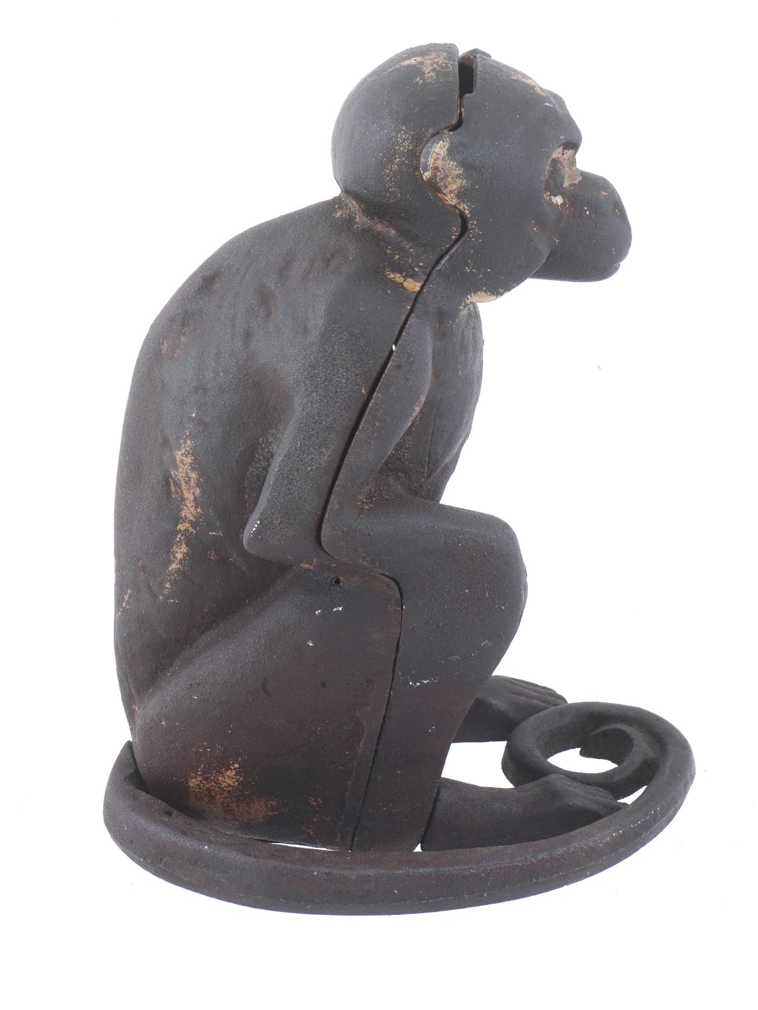 RARE ANTIQUE HUBLEY MONKEY CAST IRON BANK DOOR STOP PIC-2