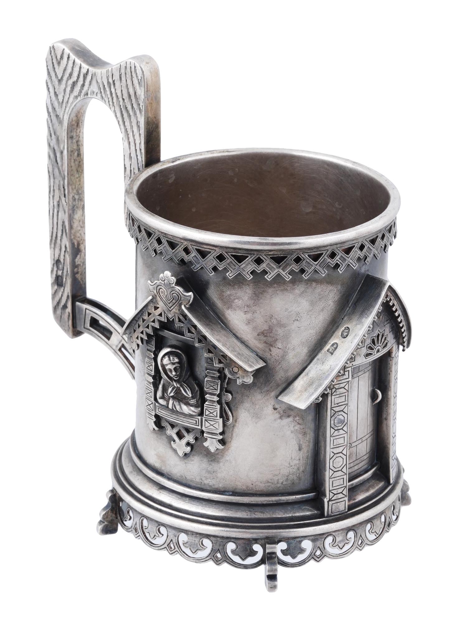 ANTIQUE RUSSIAN SILVER TEA GLASS HOLDER C 1886 PIC-0