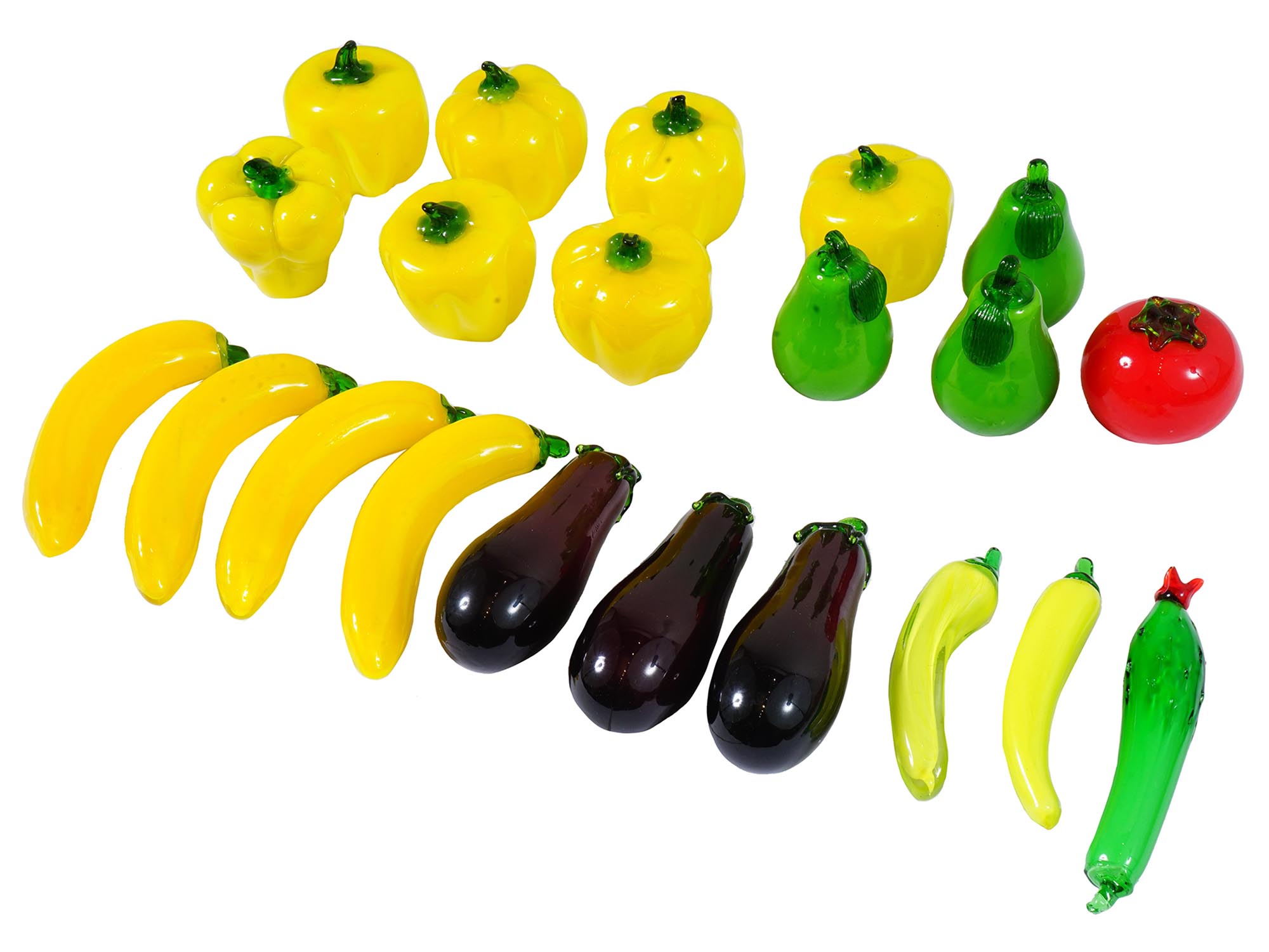 LARGE COLLECTION OF GLASS FRUITS AND VEGETABLES PIC-0