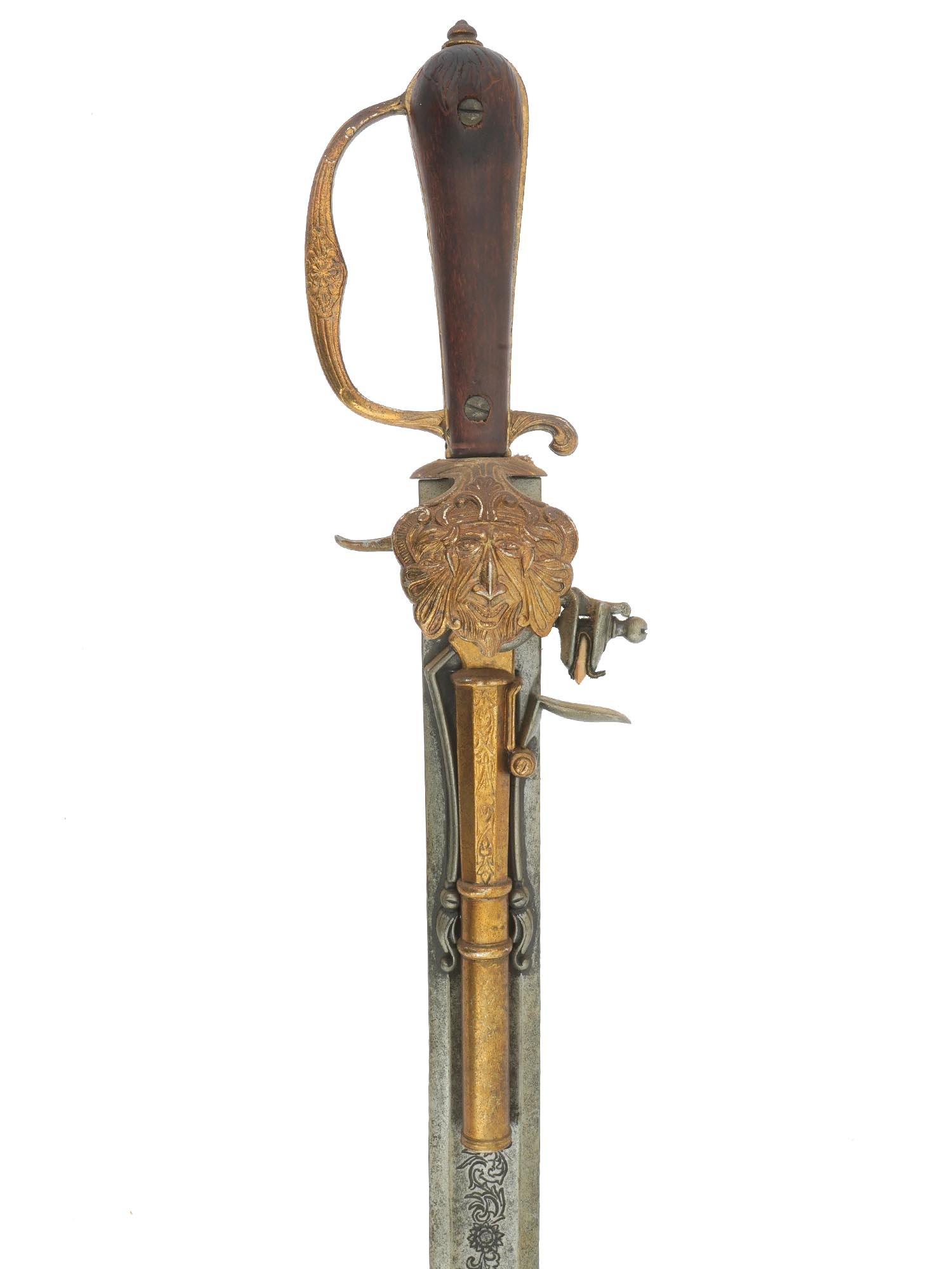 EUROPEAN COMBINED HUNTING DAGGER AND FLINTLOCK PISTOL PIC-3