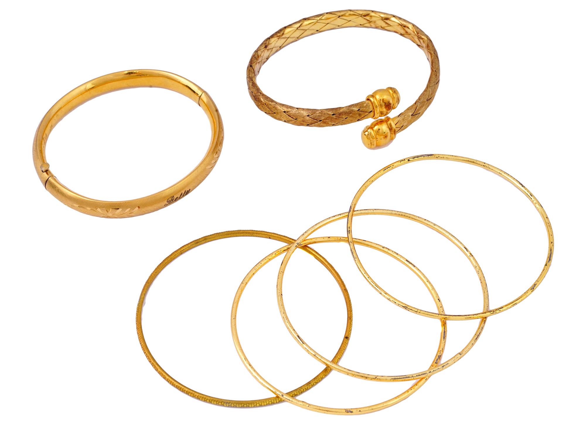 VINTAGE GOLD PLATED BANGLE BRACELETS PIC-0