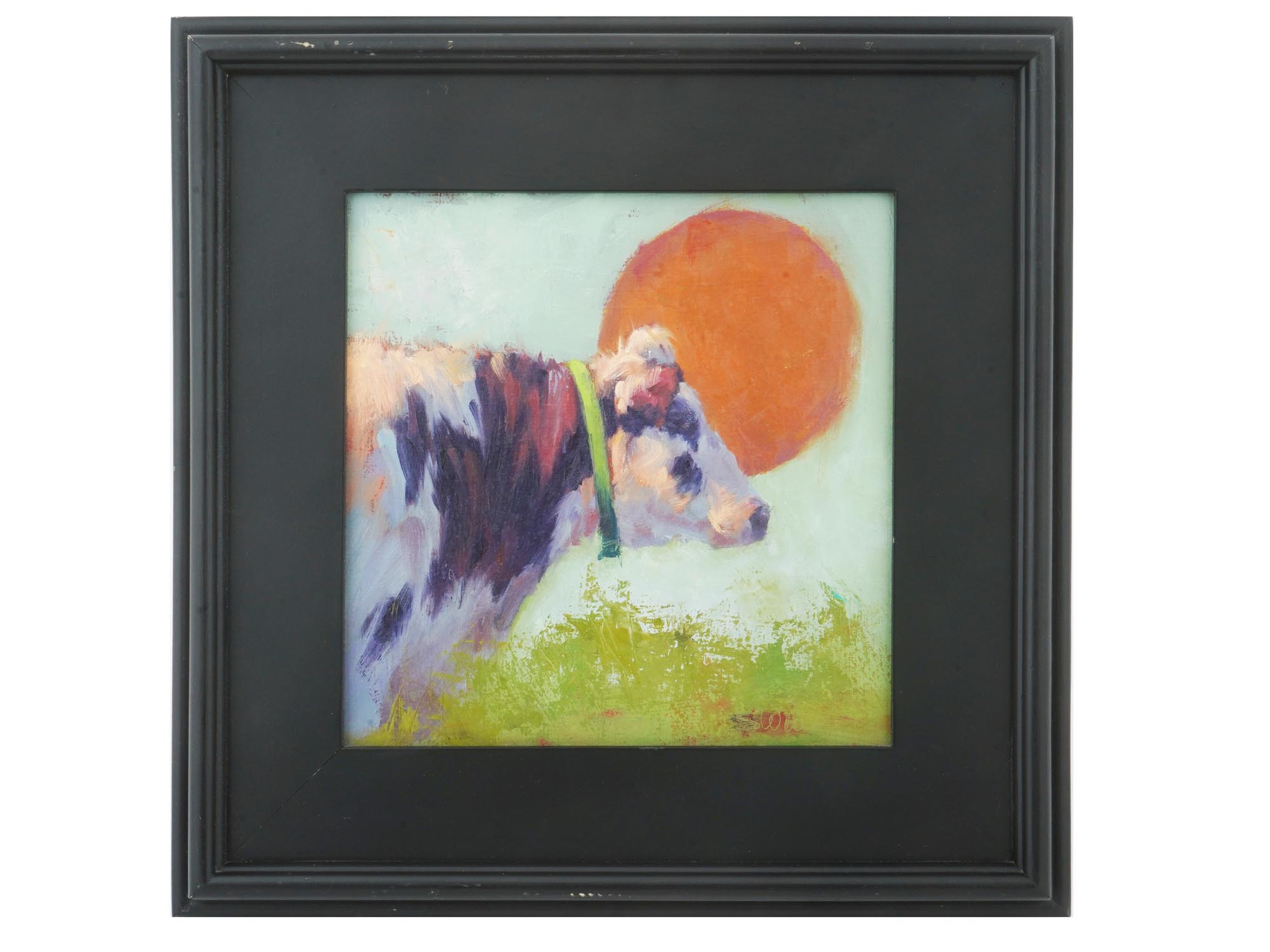 MODERN AMERICAN COW OIL PAINTING BY SUSAN WILLIAMS PIC-0