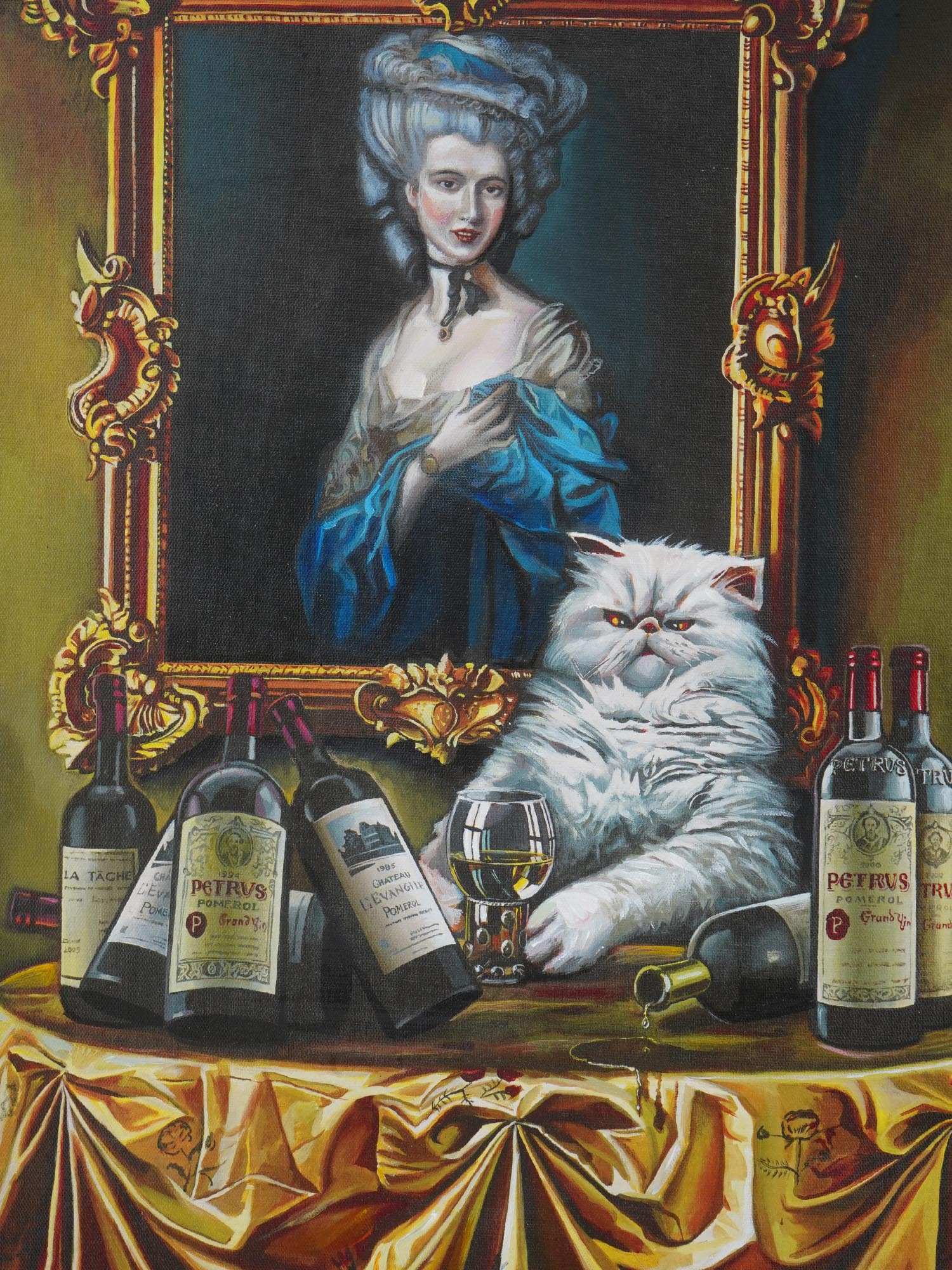 CAT GICLEE EMBELLISHED PAINTING BY VALERY YERSHOV PIC-1