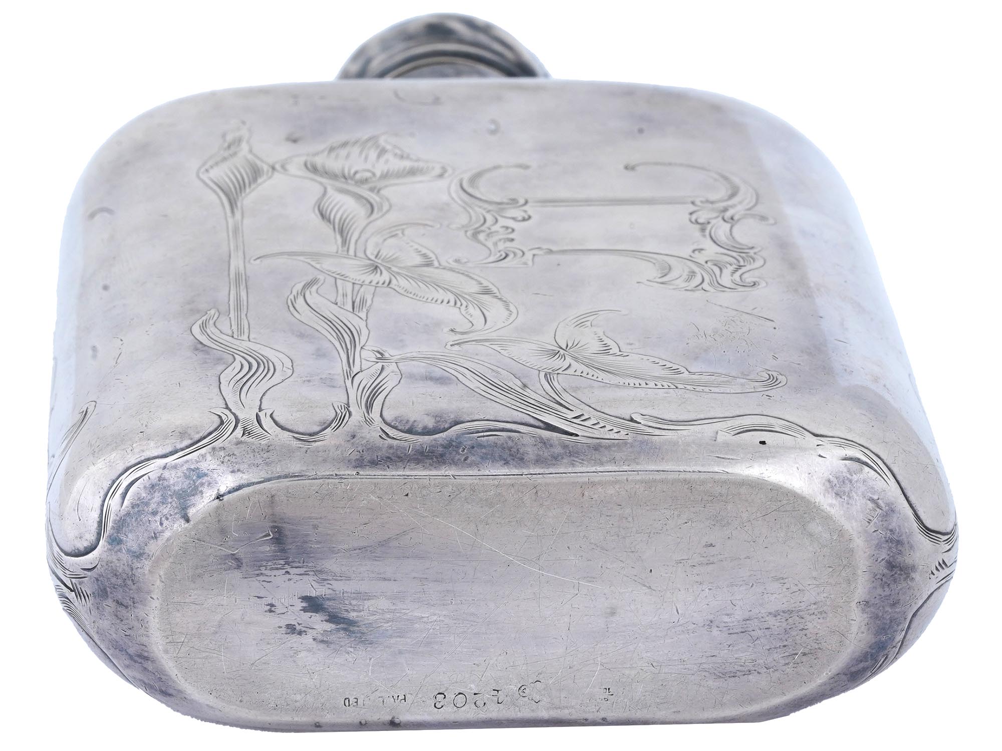 ANTIQUE EARLY 20TH C ENGLISH STERLING SILVER FLASK PIC-6