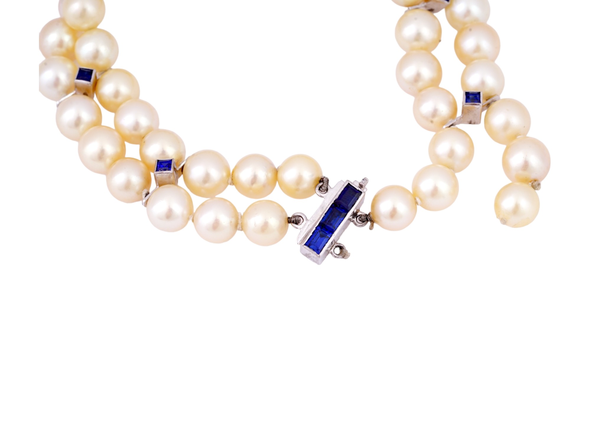 MIKIMOTO 18K WHITE GOLD SAPPHIRE PEARL BRACELET PIC-4