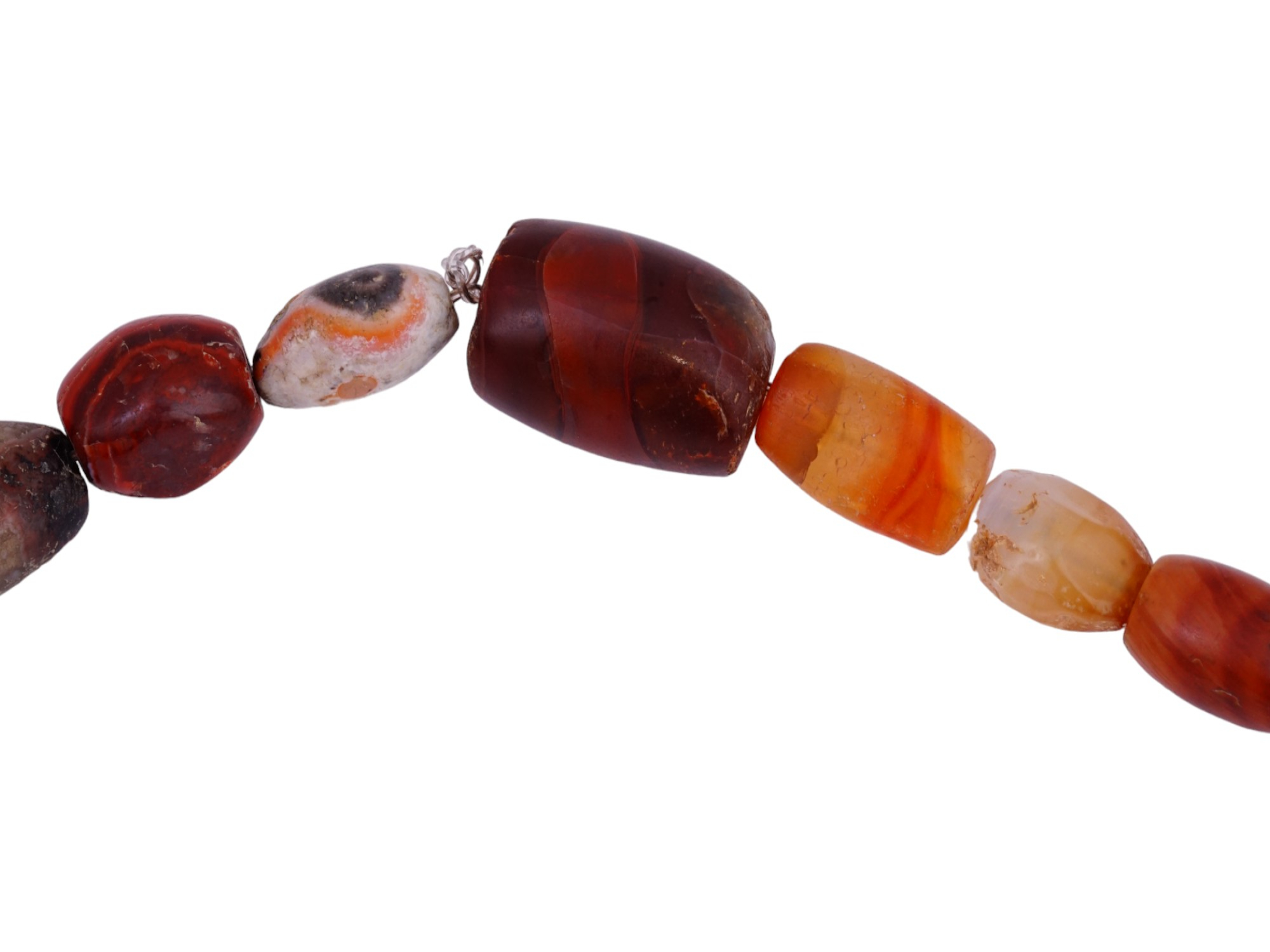 ANCIENT AGATE CARNELIAN AND JASPER BEADS NECKLACE PIC-2