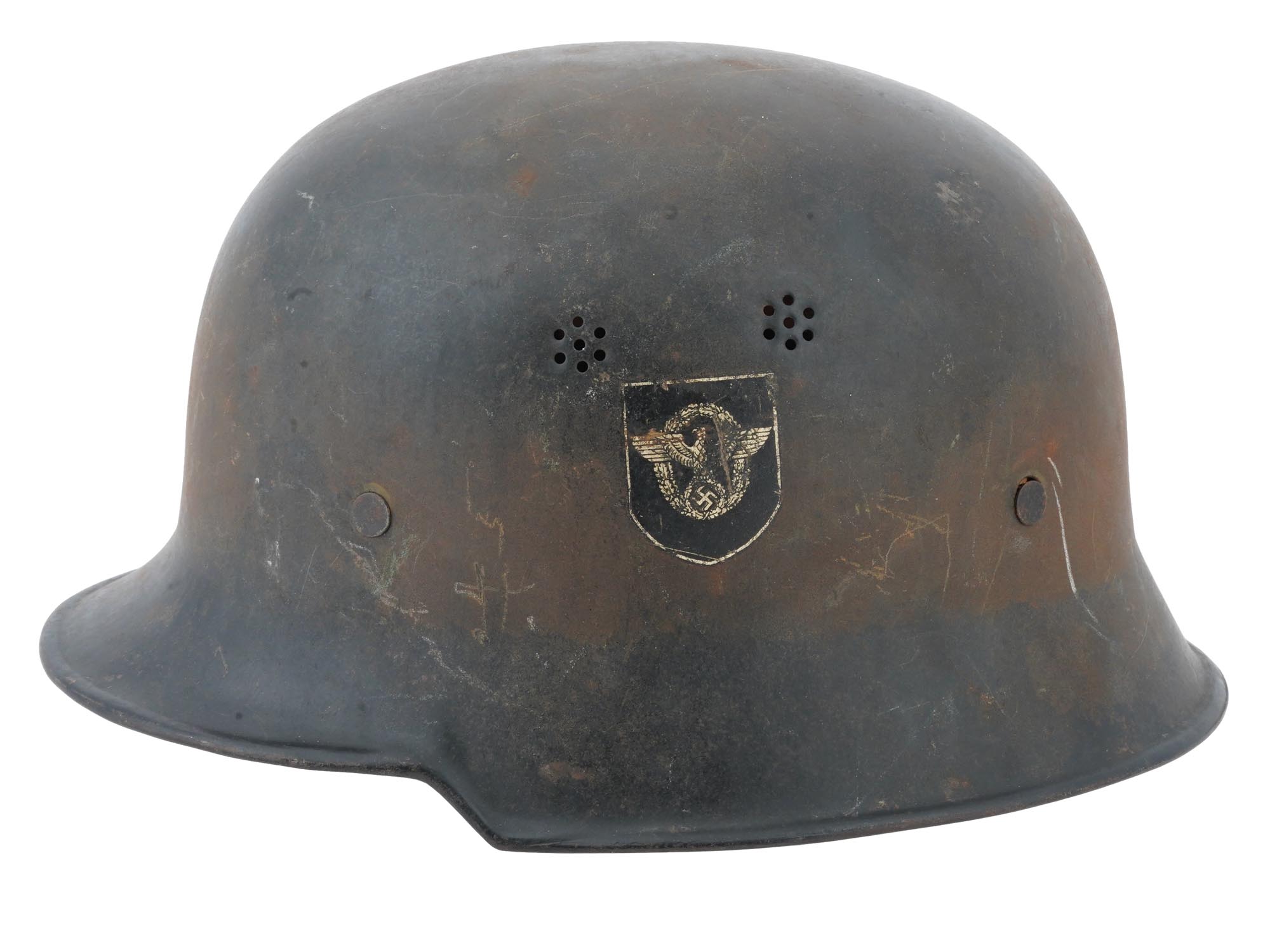 ORIGINAL PRE 1945 WWII NAZI GERMAN POLICE HELMET PIC-3