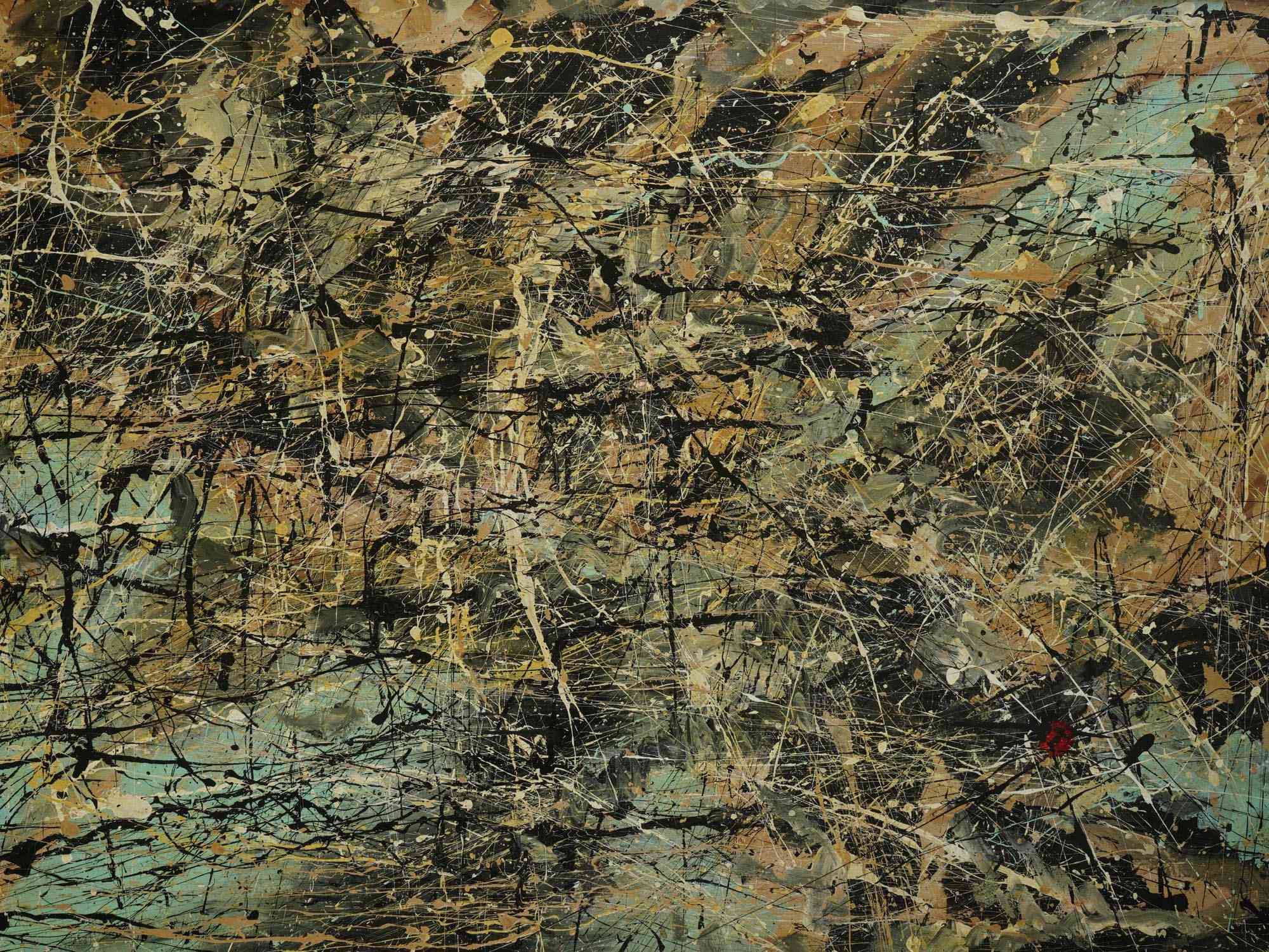 ATTR TO JACKSON POLLOCK ABSTRACT MIXED MEDIA PAINTING PIC-1