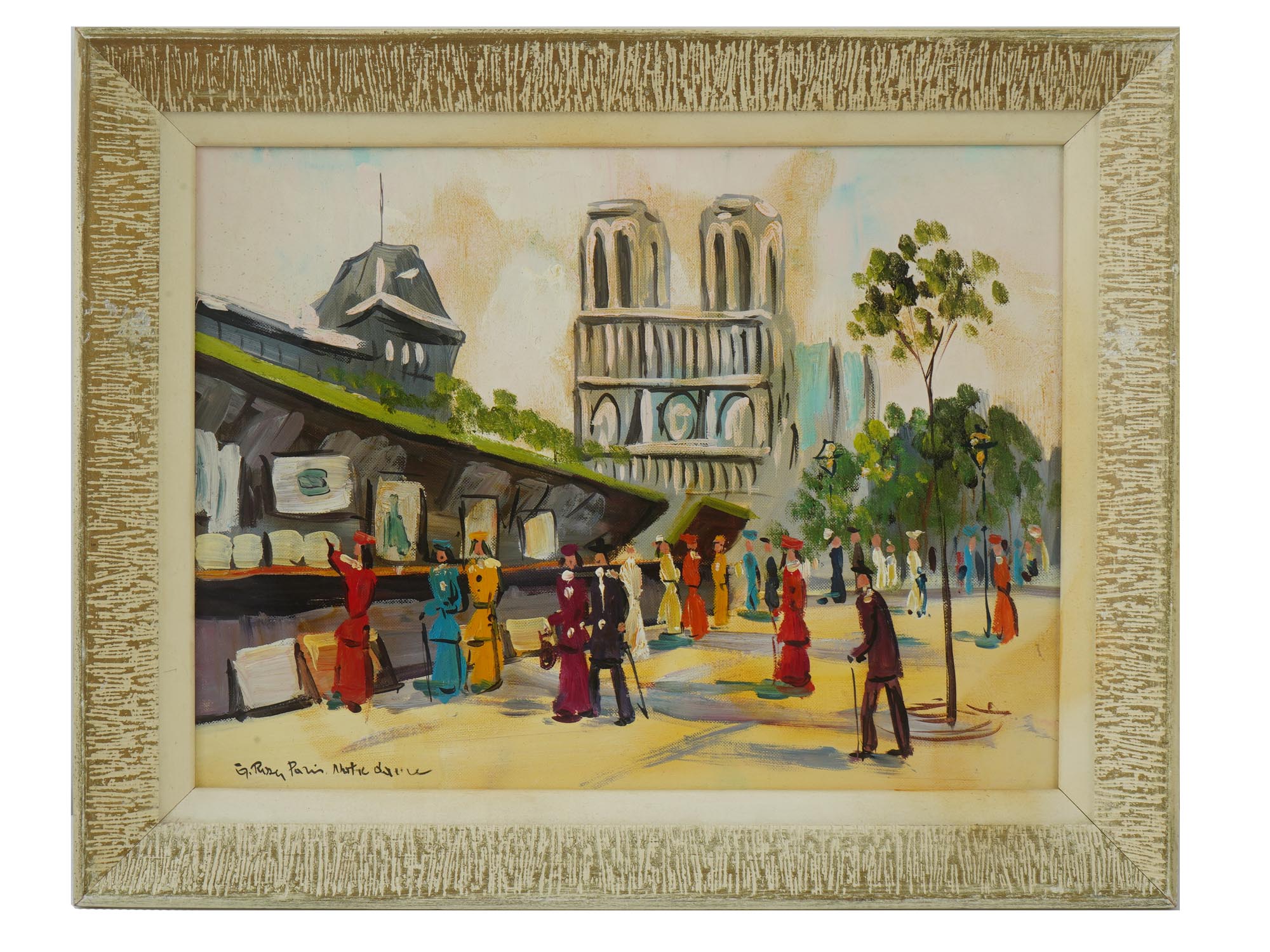 VINTAGE OIL PARIS SCENES PAINTINGS BY F BRIGHTON PIC-1