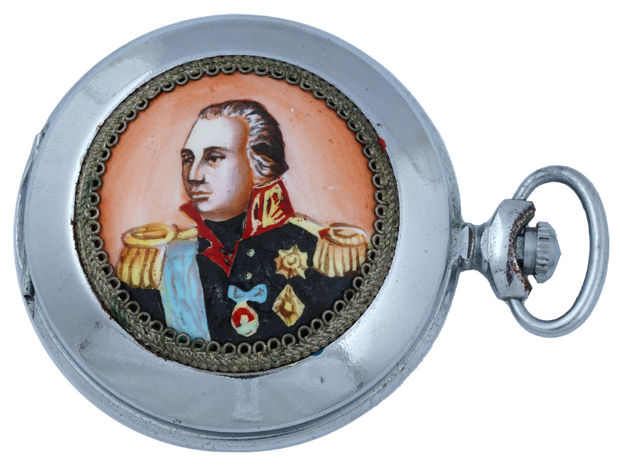 RUSSIAN SOVIET ERA MOLNIJA ENAMELED POCKET WATCH PIC-0