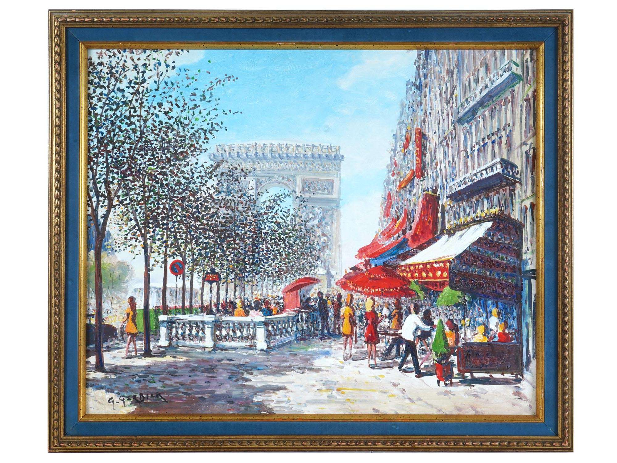 FRENCH PARIS STREET OIL PAINTING BY GEORGES GERBIER PIC-0