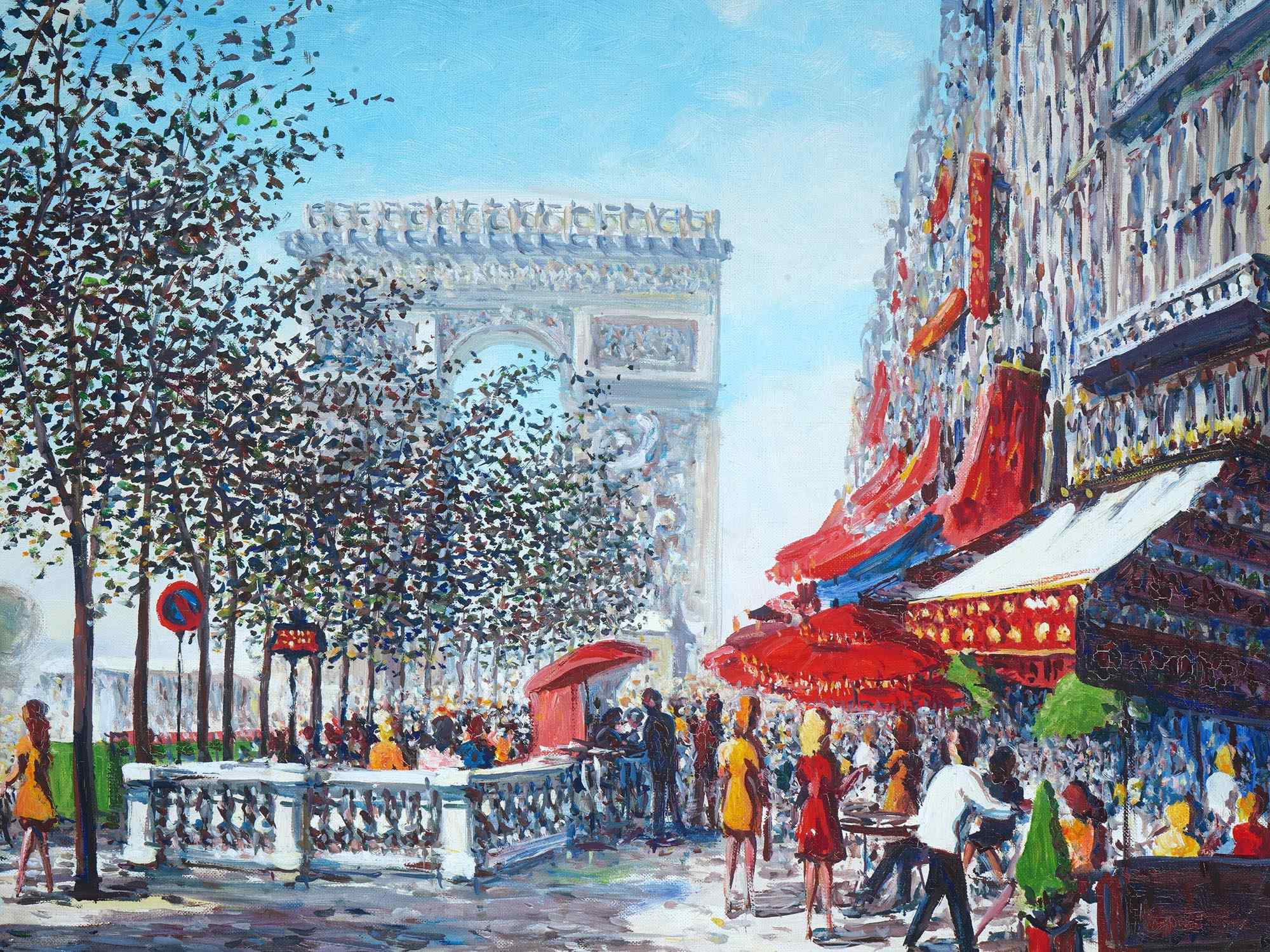 FRENCH PARIS STREET OIL PAINTING BY GEORGES GERBIER PIC-1