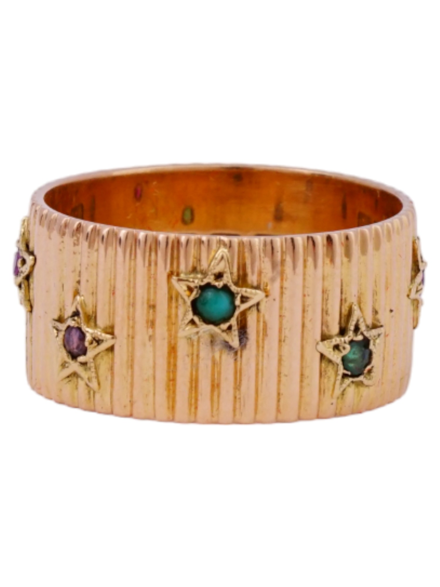 VINTAGE 18K GOLD BUCCELATTI RING WITH GEMSTONES PIC-0