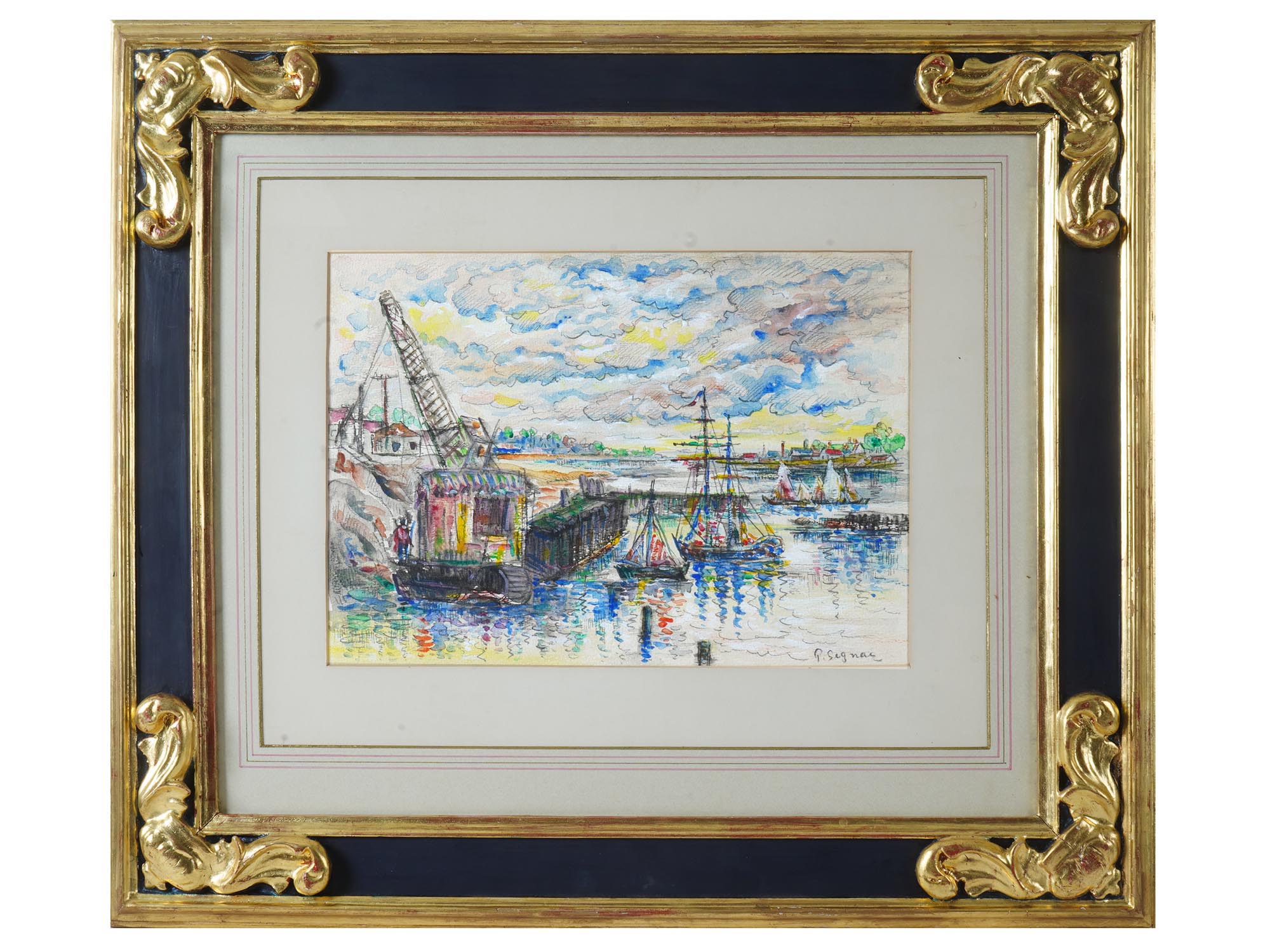 MODERN FRENCH MIXED MEDIA PAINTING BY PAUL SIGNAC PIC-0