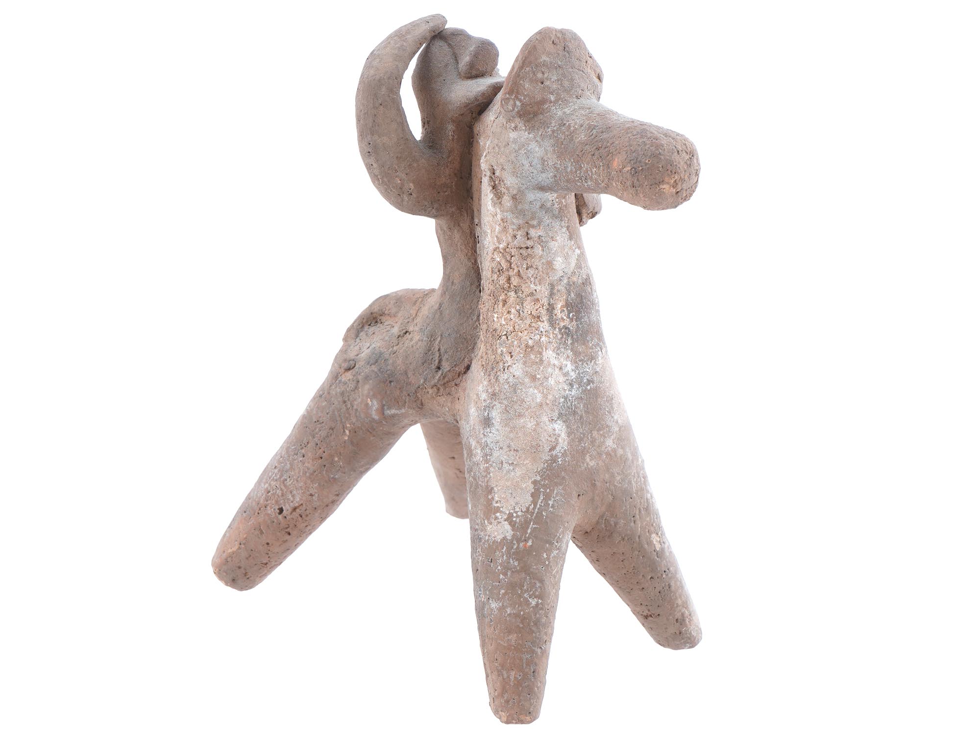 ANCIENT GREEK CLAY FIGURINE RIDER ON HORSEBACK PIC-0