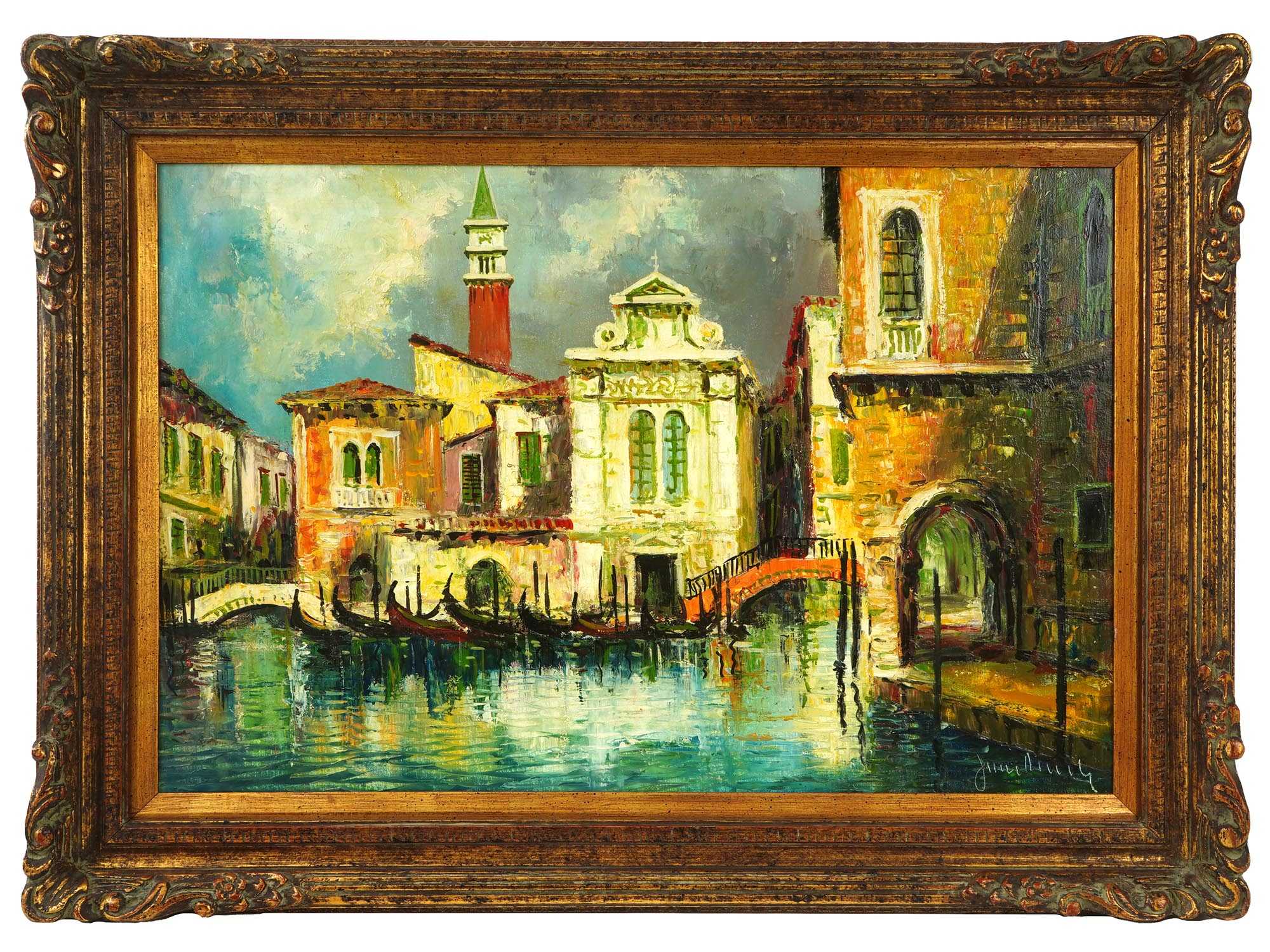 MID CENTURY VIEW OF VENICE OIL PAINTING SIGNED PIC-0