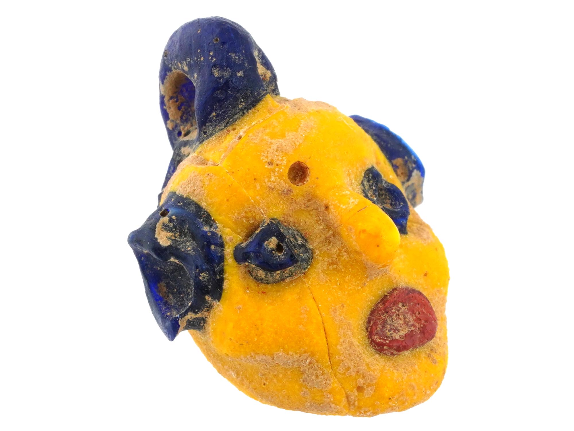 ANCIENT PHOENICIAN MOZAIC GLASS HEAD PENDANT AMULET PIC-0