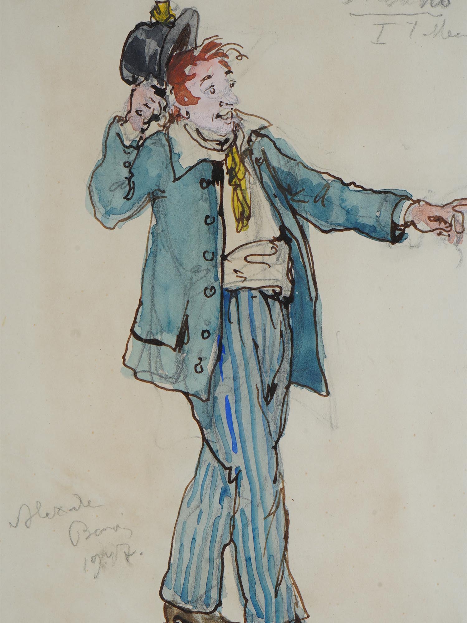 1947 COSTUME DESIGN SKETCH BY ALEKSANDRE BENOIS PIC-1