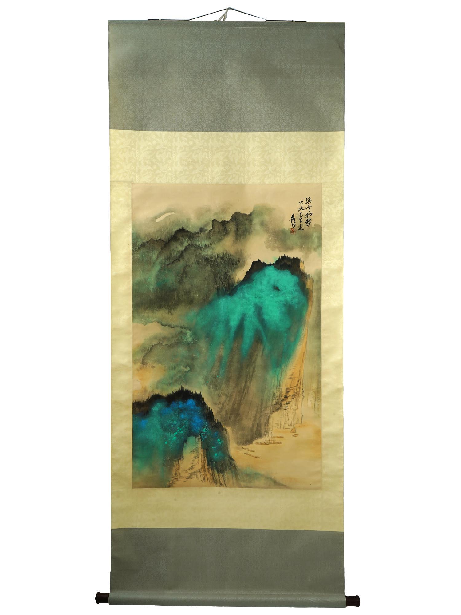 CHINESE CALLIGRAPHY WATERCOLOR PAINTING SCROLL SIGNED PIC-0