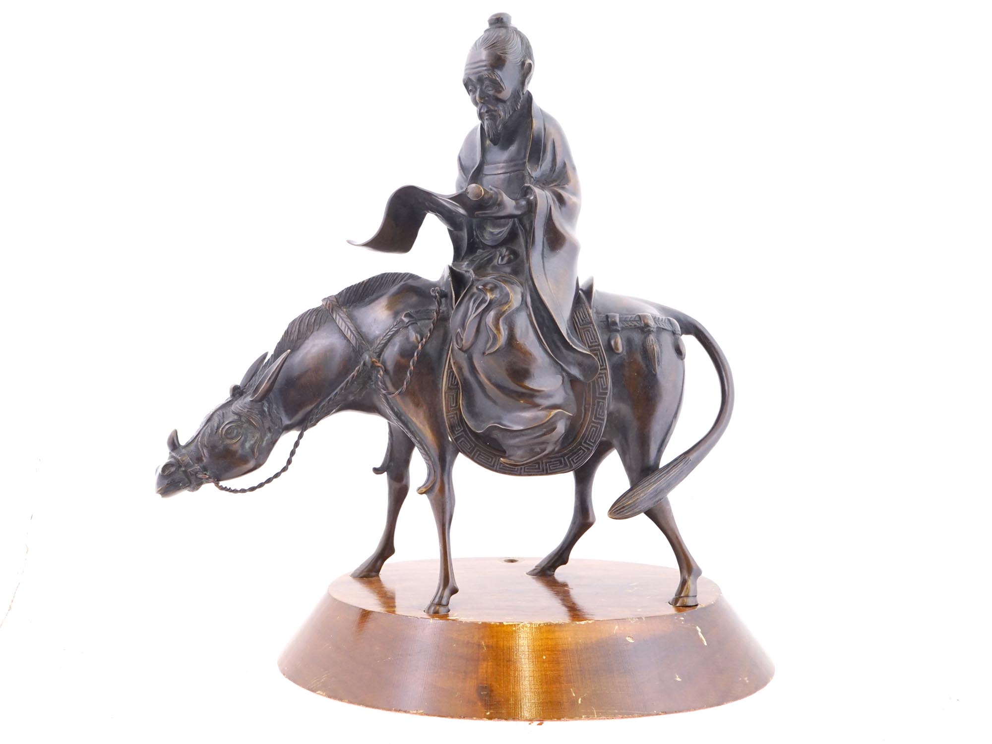 CHINESE BRONZE FIGURINE OF A SAGE ON A MULE PIC-0