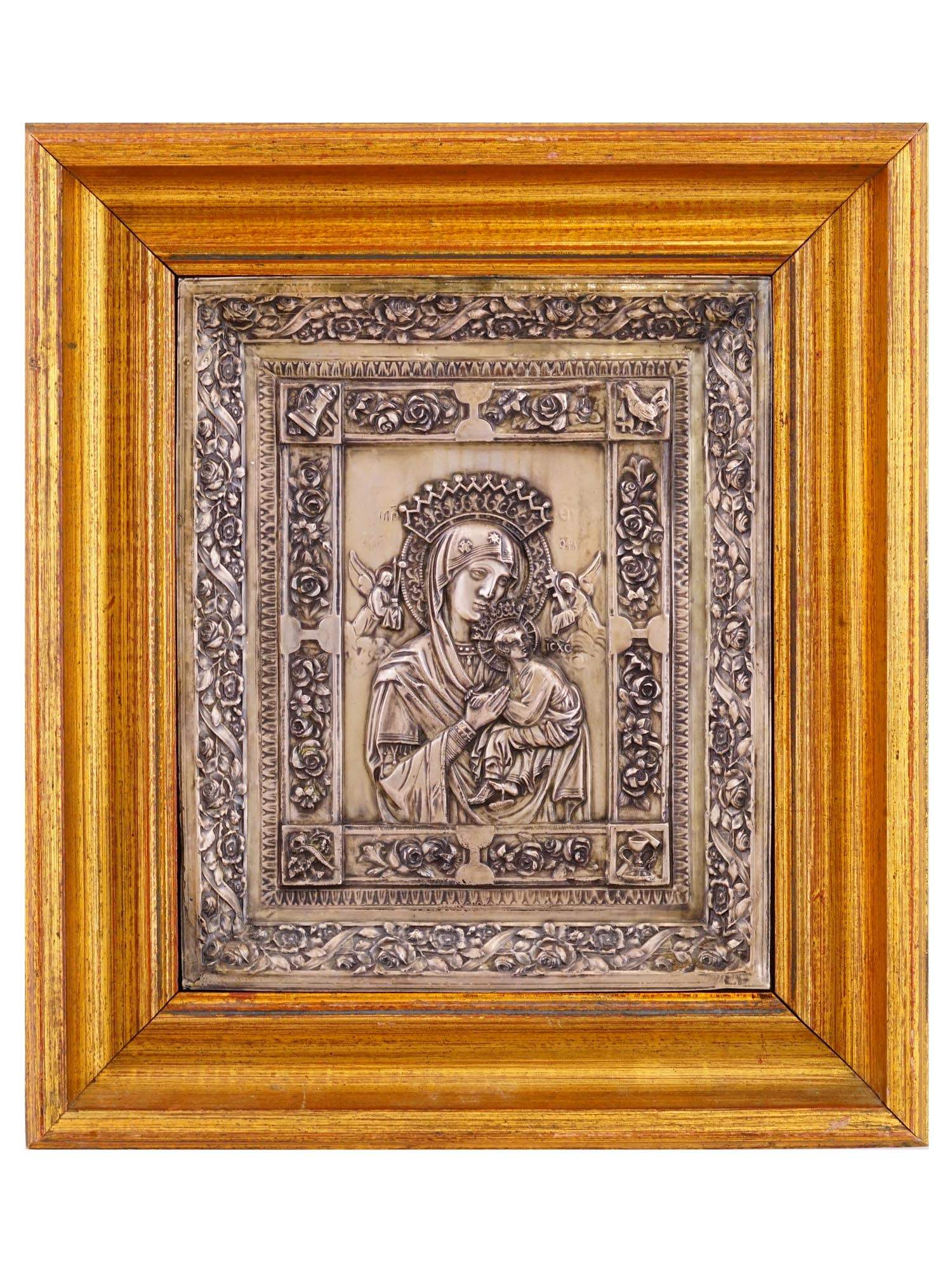 ANTIQUE RUSSIAN SILVER ICON KAZAN MOTHER OF GOD PIC-0