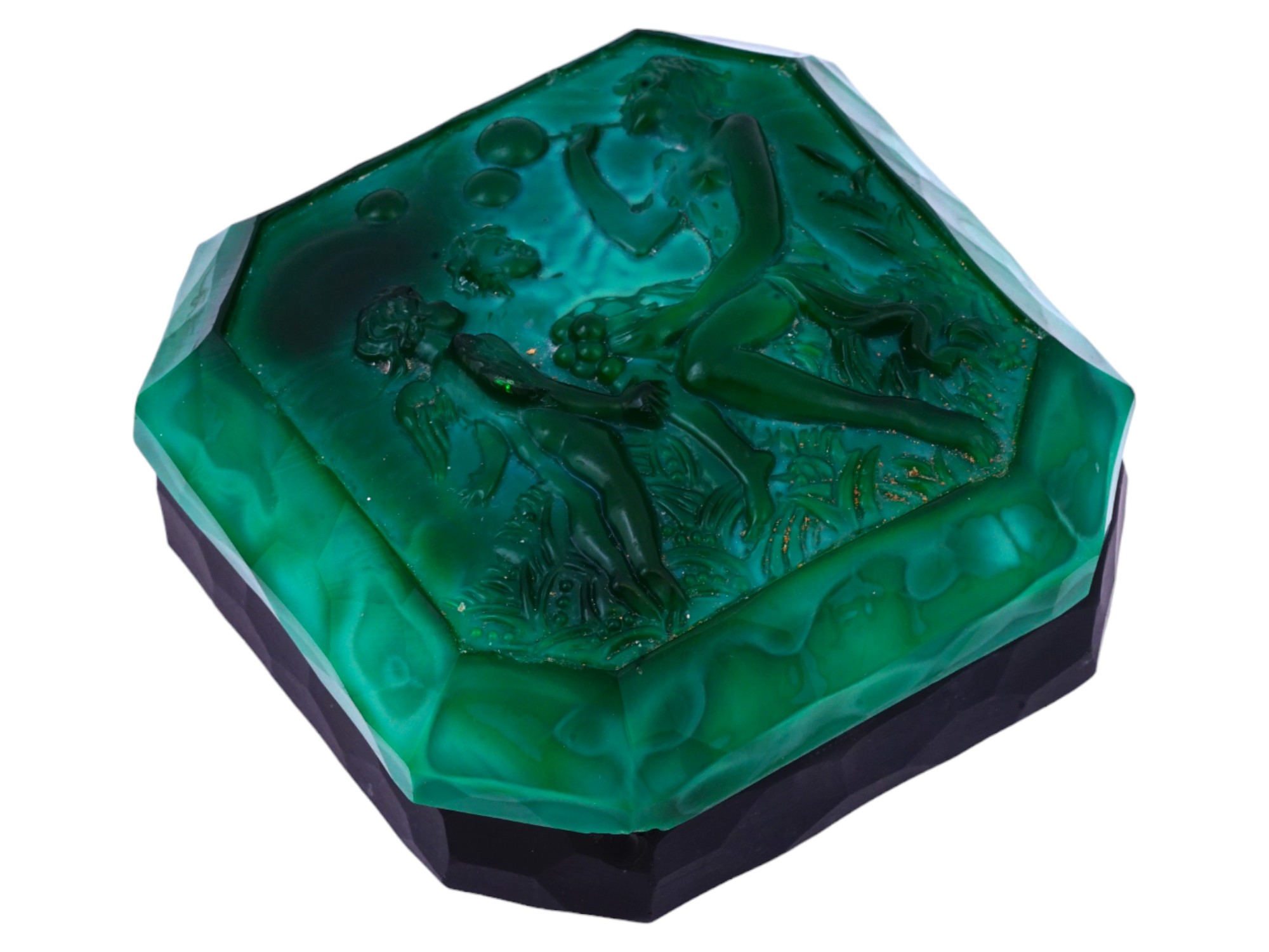 CZECH ART DECO LIDDED GLASS BOX BY CURT SCHLEVOGT PIC-0