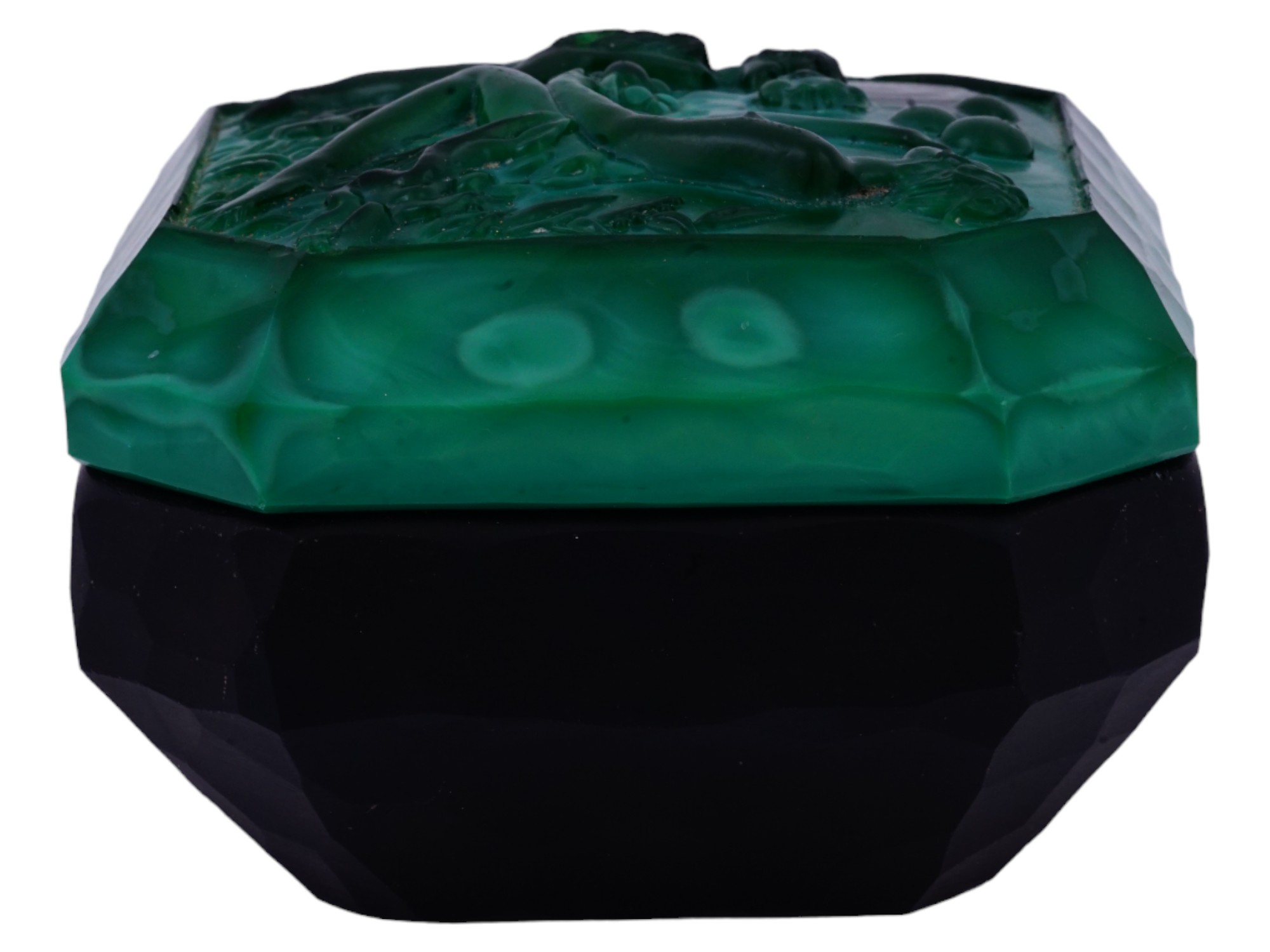 CZECH ART DECO LIDDED GLASS BOX BY CURT SCHLEVOGT PIC-1