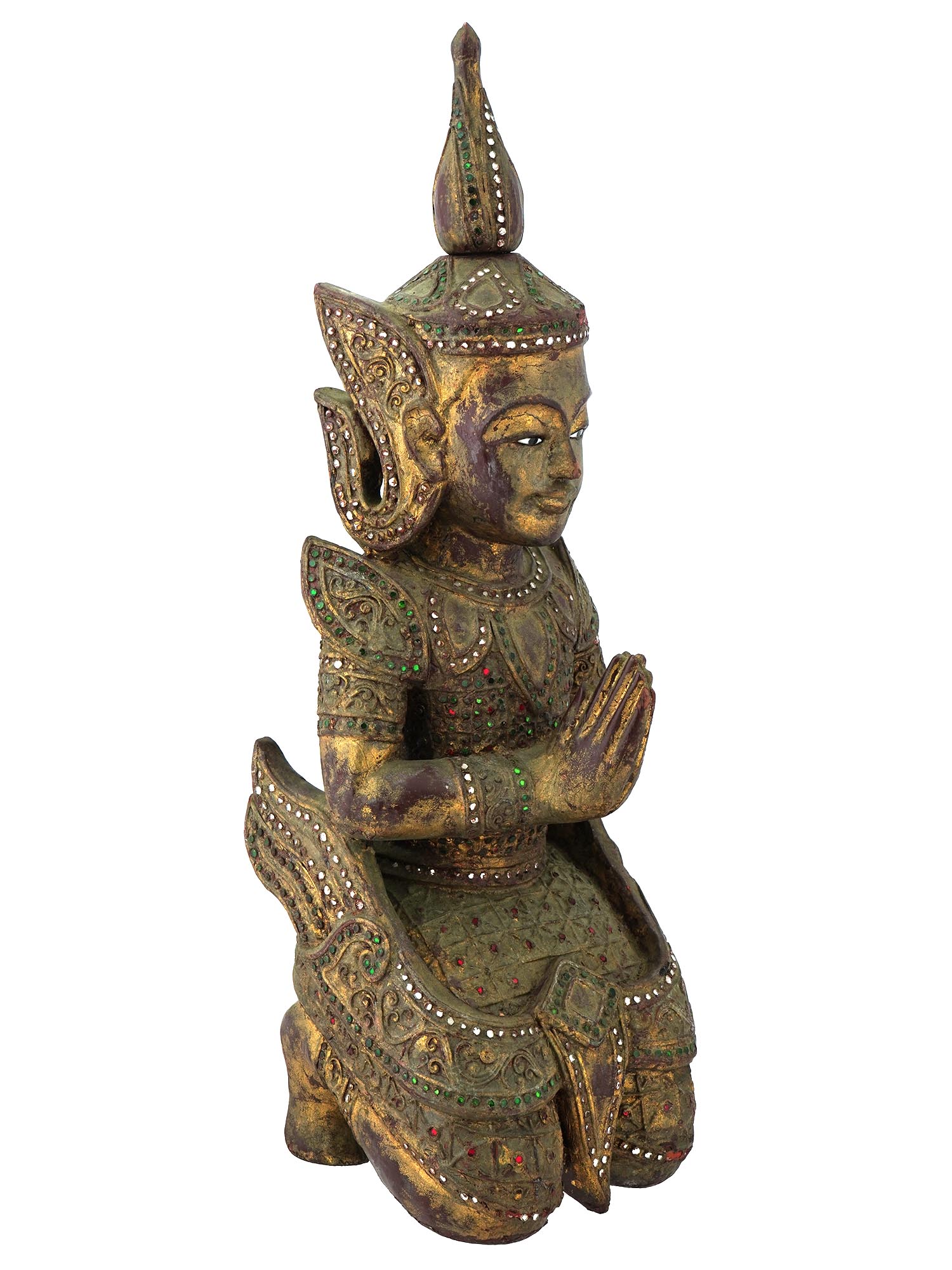 ANTIQUE WOODEN THAI ANGEL FIGURINE SOUTHEAST ASIA PIC-2