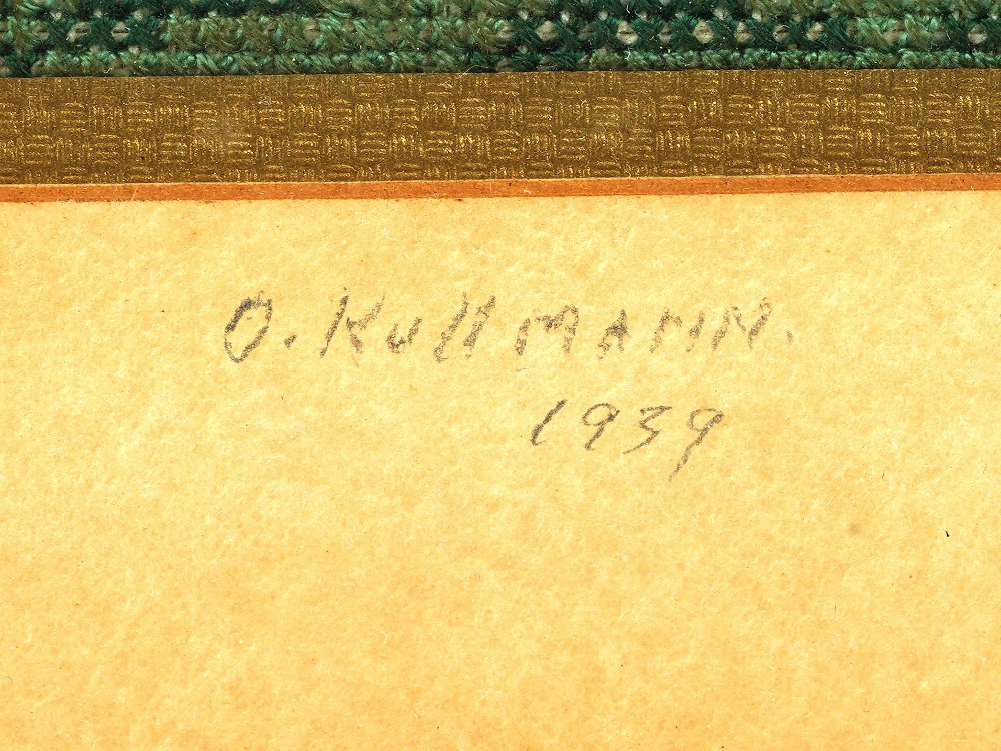 SIGNED EMBROIDERED PAINTING BY O. KULLMANN 1939 PIC-2