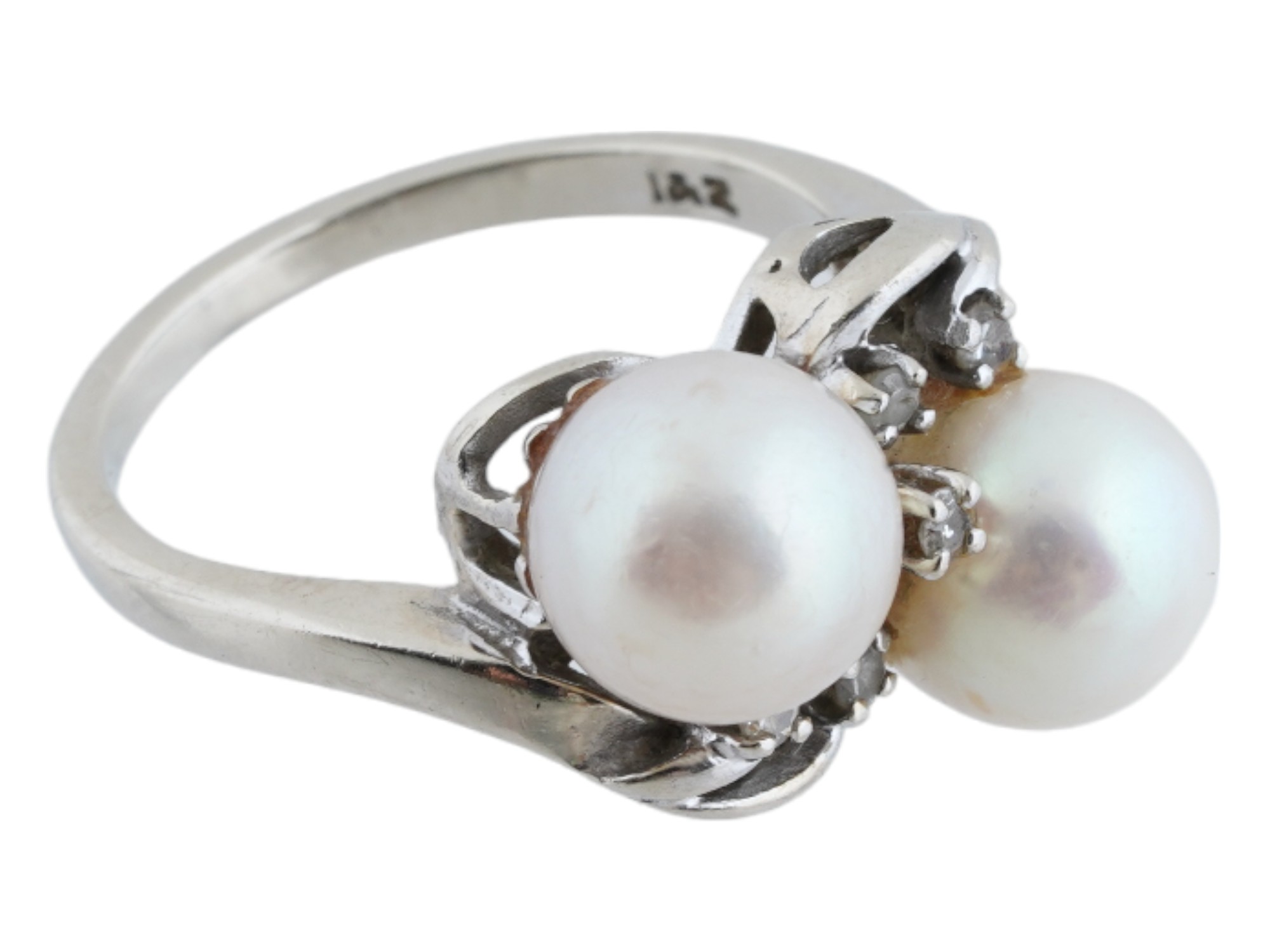 I AND Z 14K WHITE GOLD RING WITH NATURAL PEARLS PIC-1