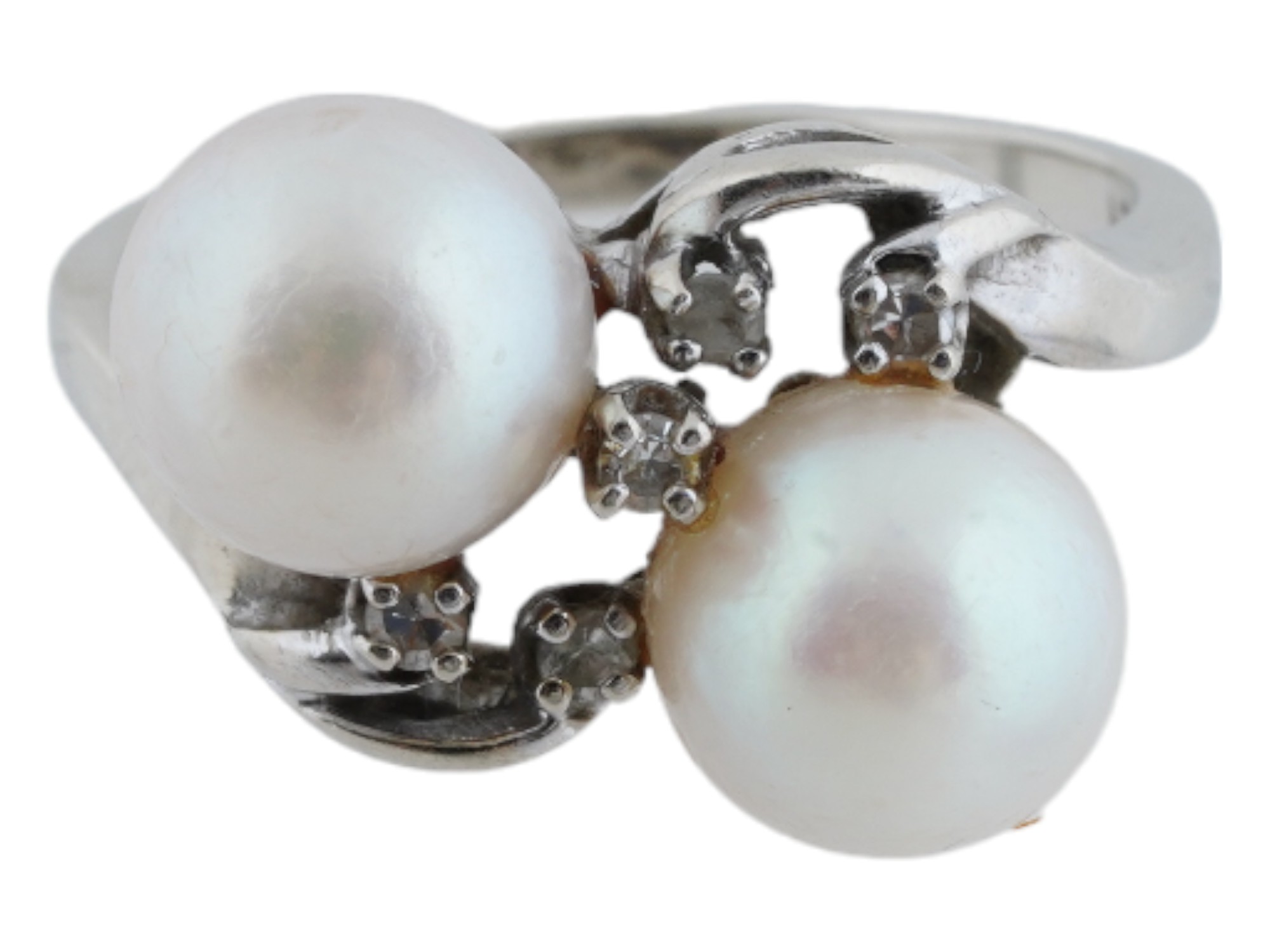 I AND Z 14K WHITE GOLD RING WITH NATURAL PEARLS PIC-2