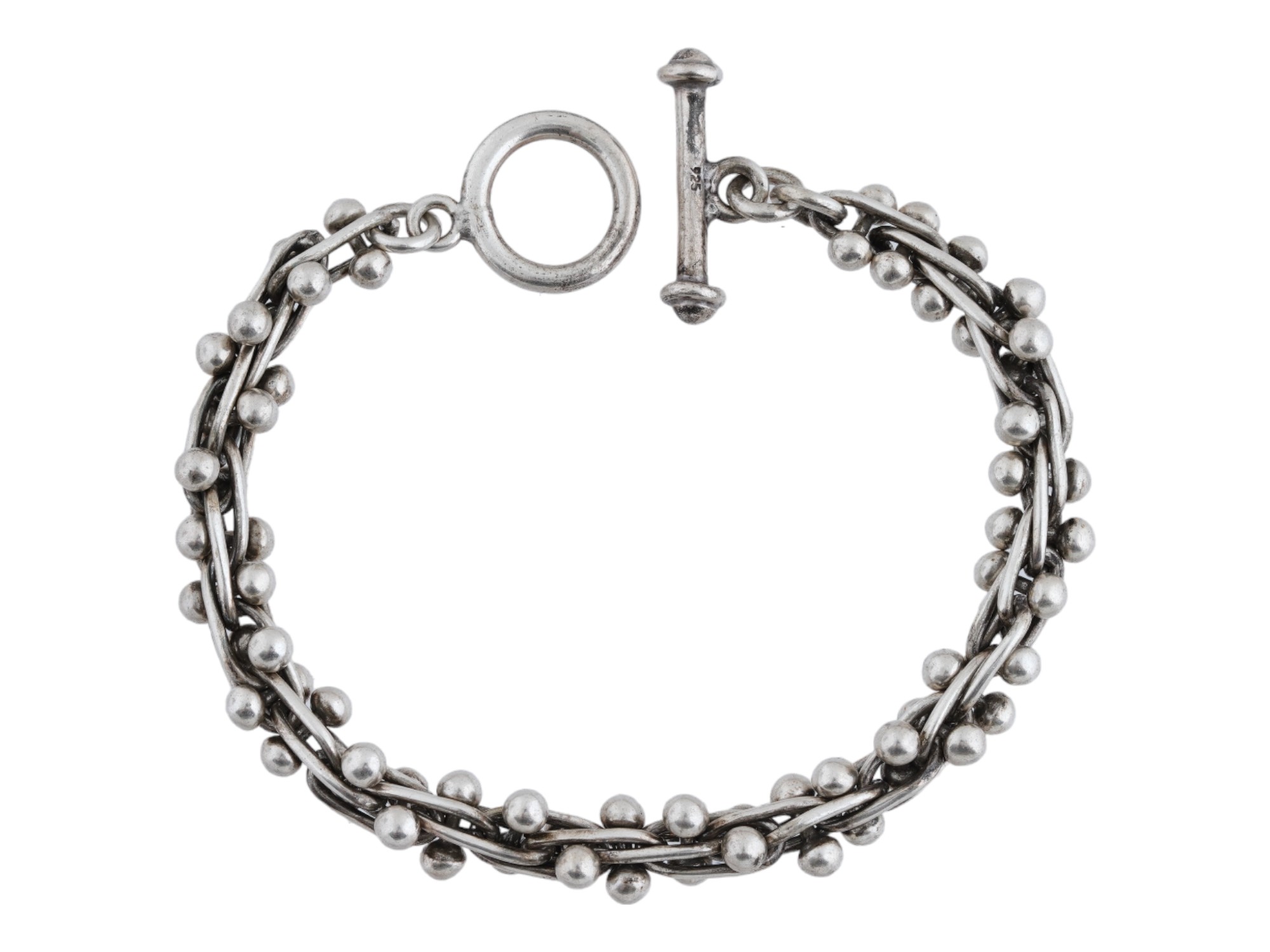 STERLING SILVER BERRY BRACELET FROM TAXCO MEXICO PIC-2