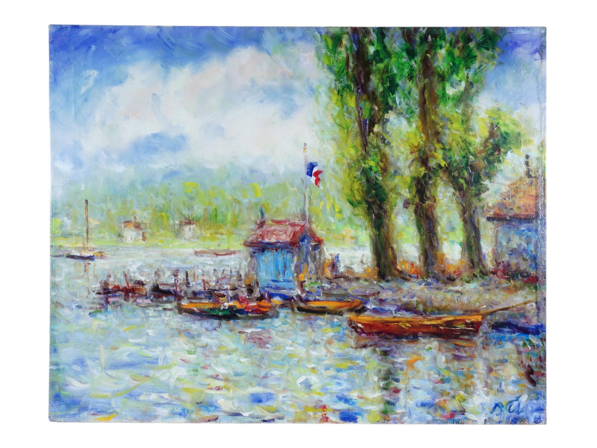 VINTAGE FRENCH IMPRESSIONIST PRINT ON CANVAS PIC-0