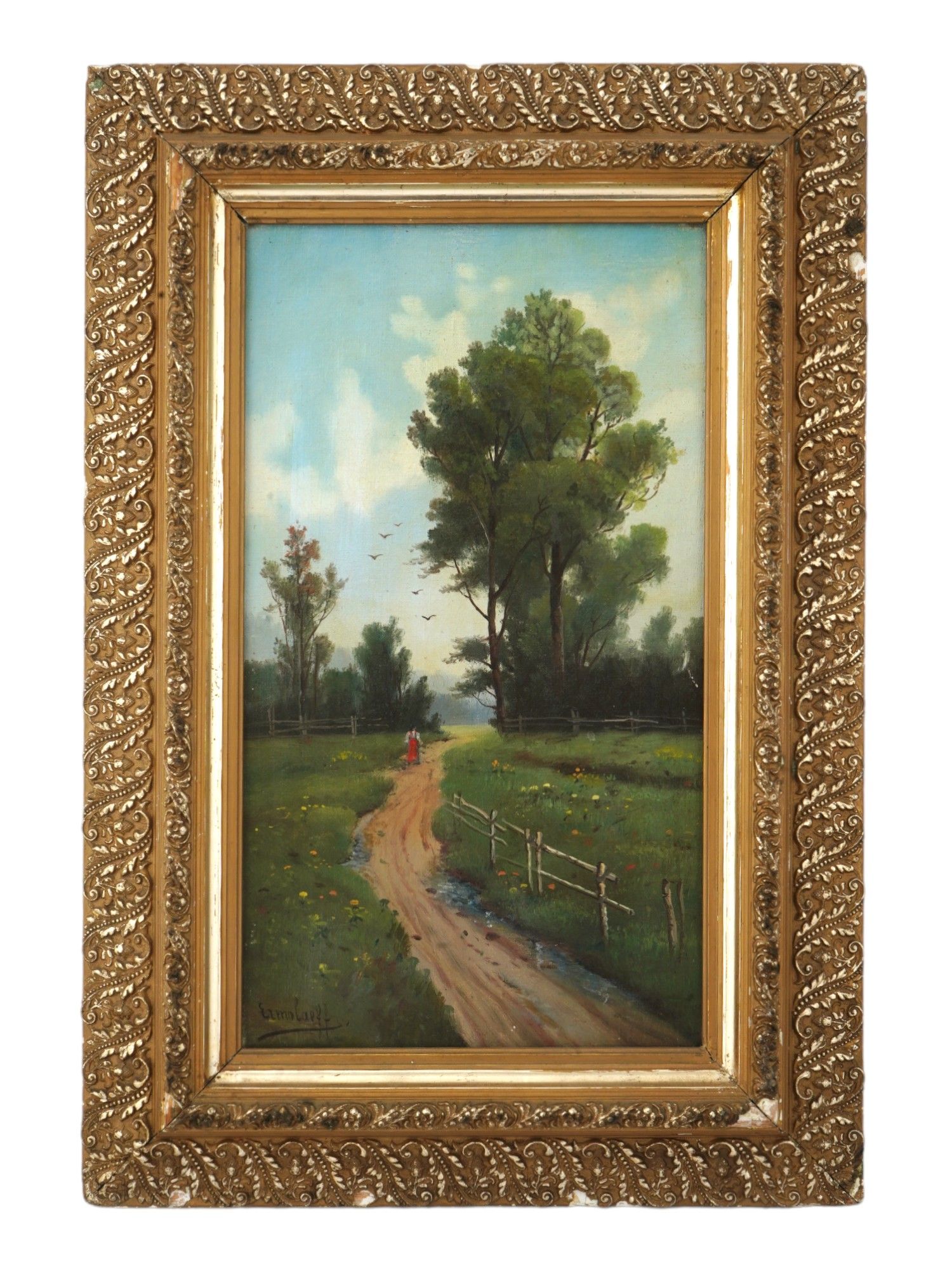 ANTIQUE RUSSIAN OIL REALIST LANDSCAPE PAINTING SIGNED PIC-0