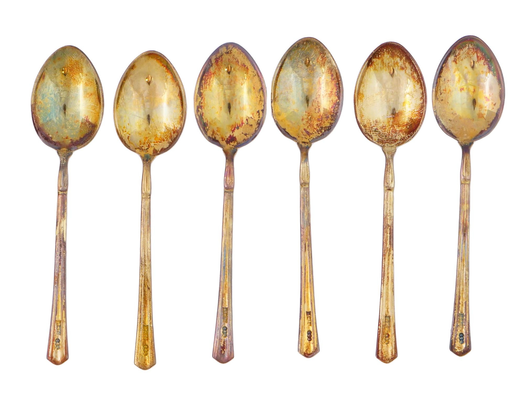 ENGLISH GILT SILVER ENAMEL SPOONS SET MAPPIN WEBB PIC-3