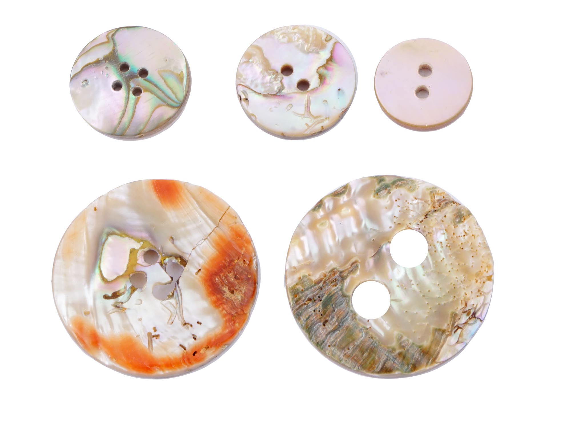COLLECTION OF ROUND ABALONE BUTTONS OF VARIOUS SIZES PIC-1