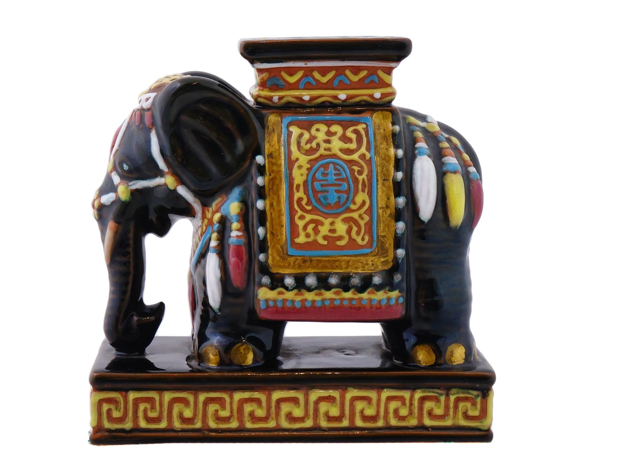 MID CENTURY CHINESE PORCELAIN ELEPHANT SCULPTURE PIC-1