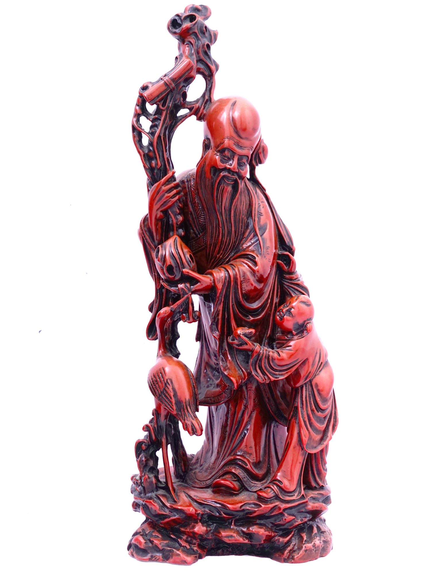 CHINESE LONGEVITY DEITY SHOU LAO CARVED SCULPTURE PIC-0