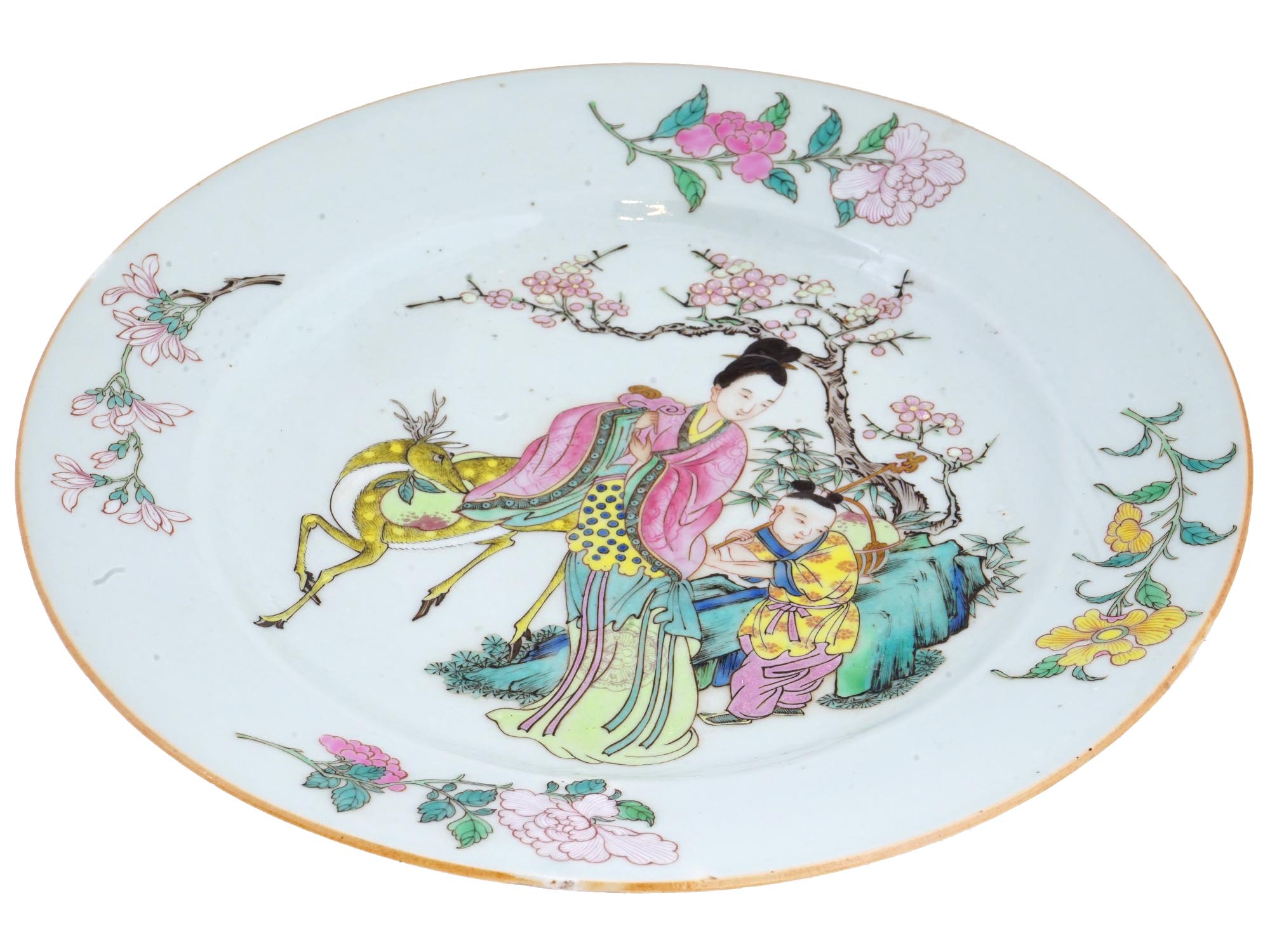 ANTIQUE QING CHINESE FAMILLE ROSE PORCELAIN PLATE PIC-0