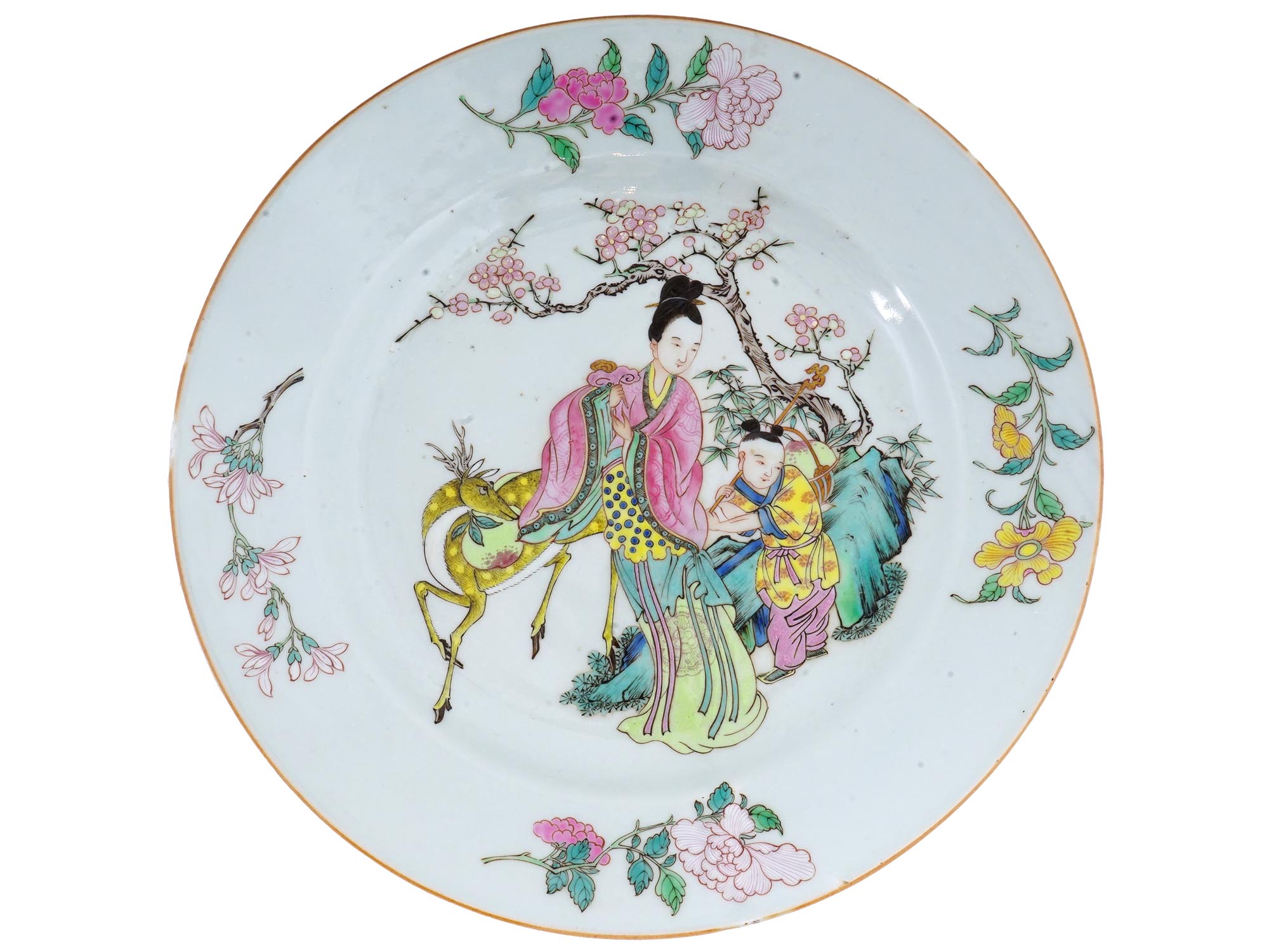 ANTIQUE QING CHINESE FAMILLE ROSE PORCELAIN PLATE PIC-2