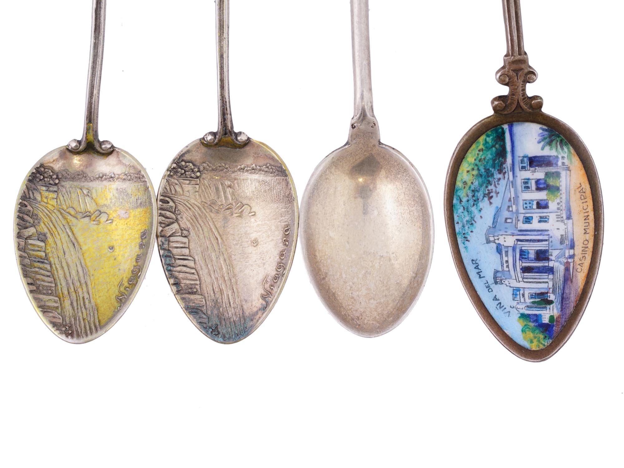 COLLECTION OF STERLING SILVER AND ENAMEL SPOONS PIC-8