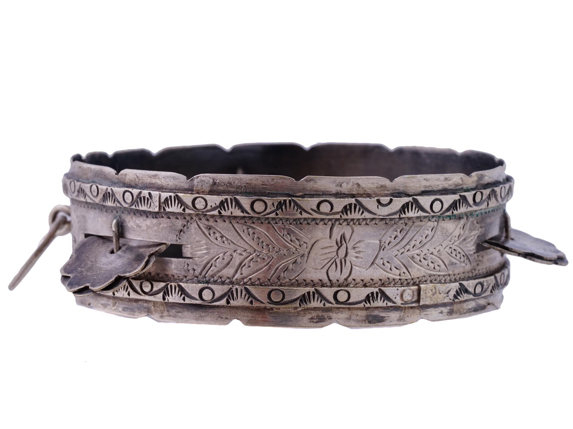 MIDDLE EASTERN ETCHED AND HINGED METAL BRACELET PIC-2