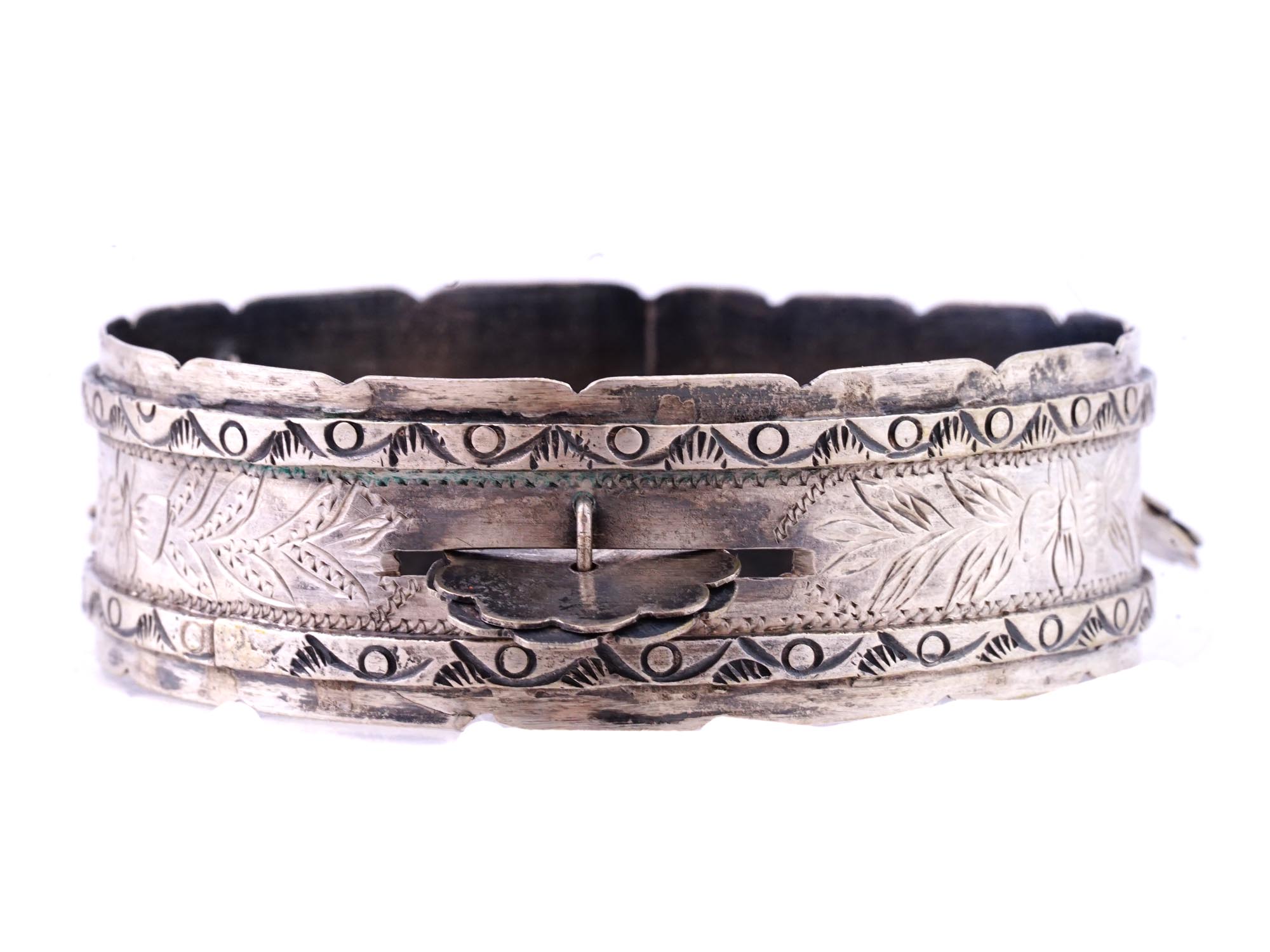 MIDDLE EASTERN ETCHED AND HINGED METAL BRACELET PIC-3