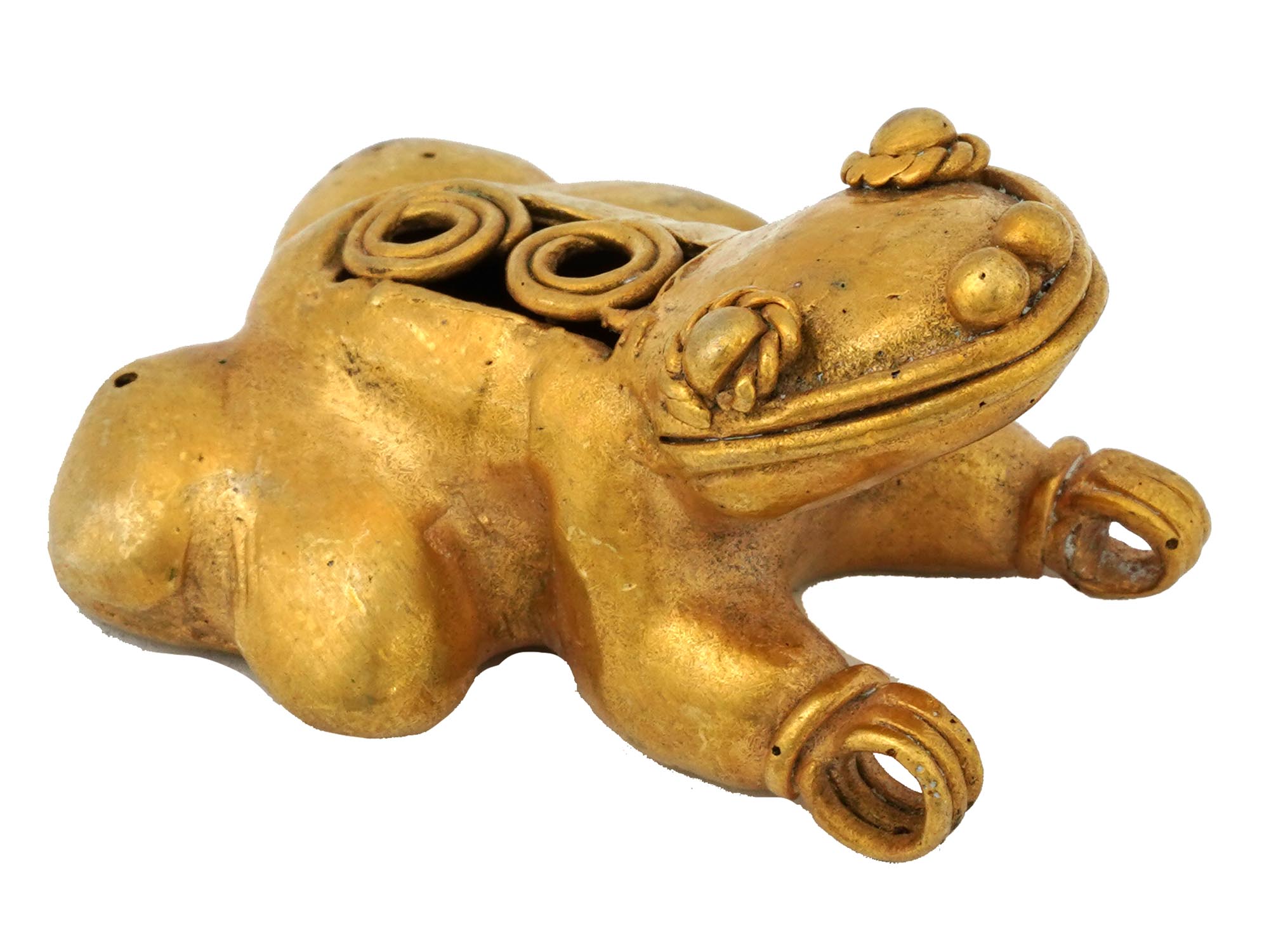 ANCIENT PRE COLUMBIAN TAIRONA TUMBAGA FROG FIGURE PIC-0