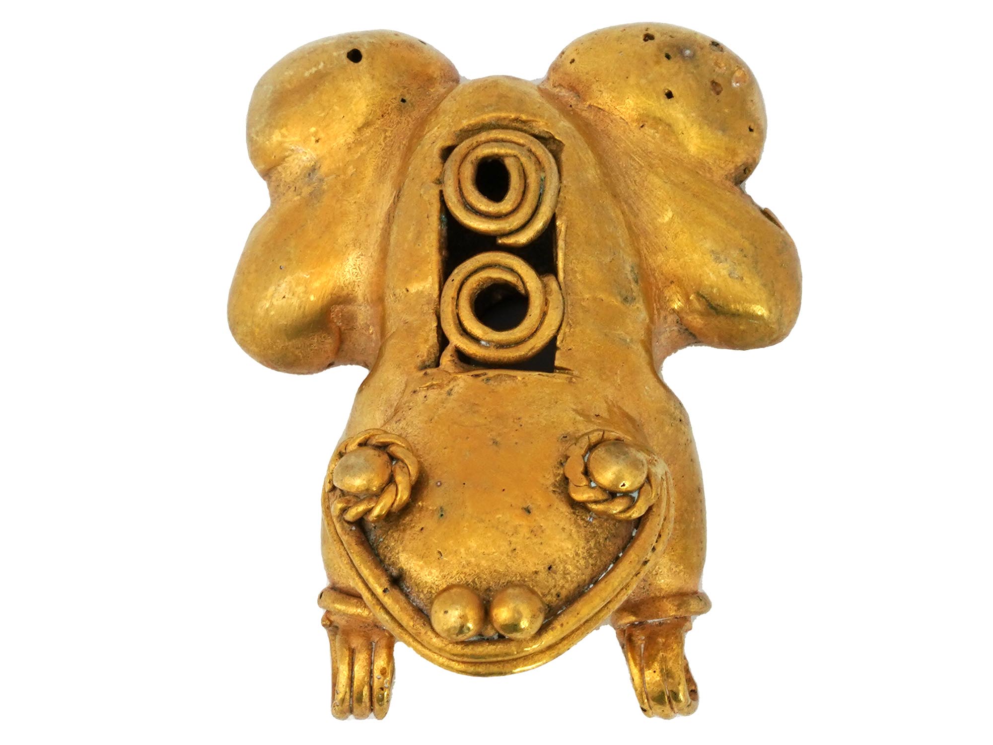 ANCIENT PRE COLUMBIAN TAIRONA TUMBAGA FROG FIGURE PIC-5