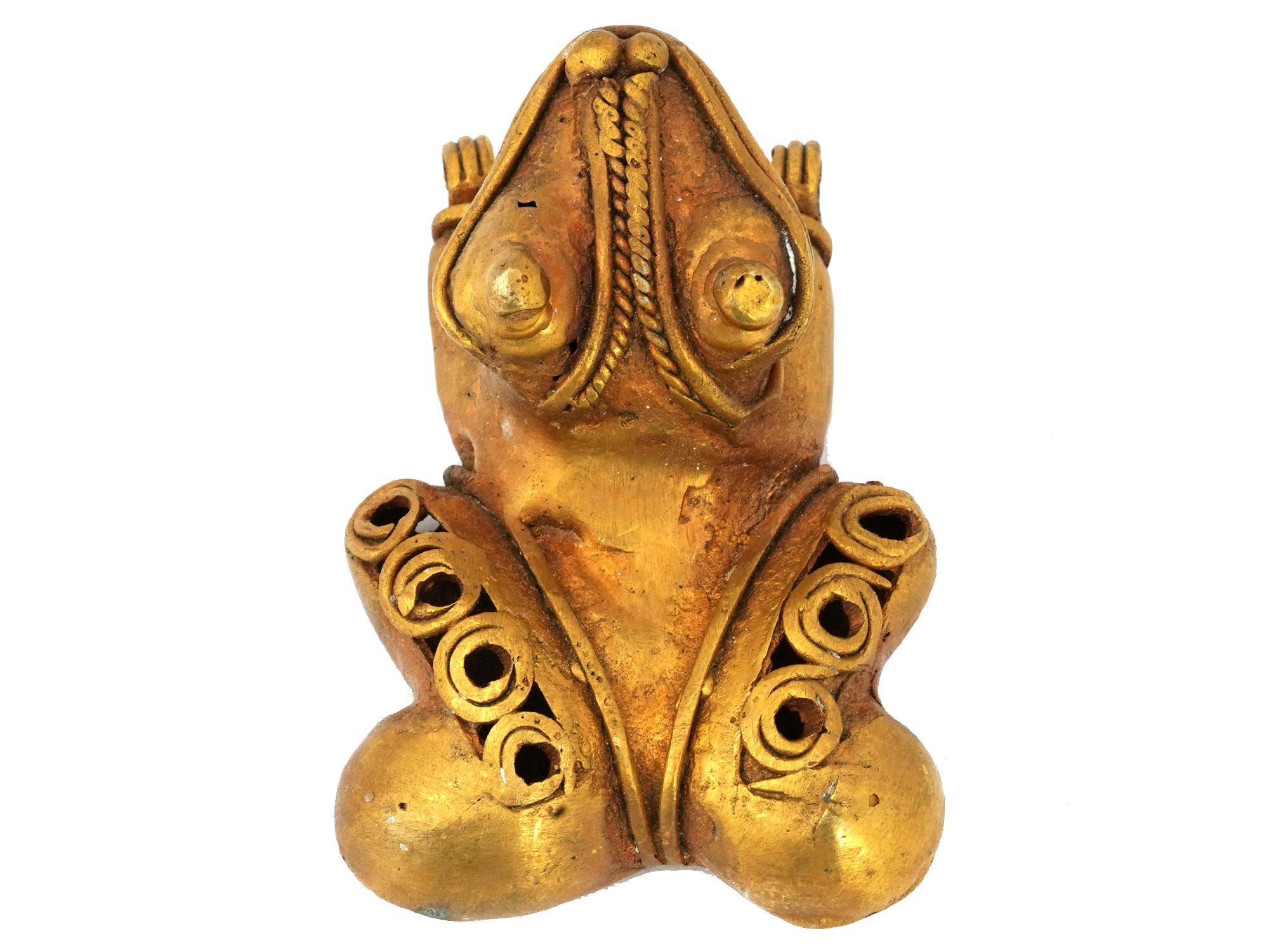 ANCIENT PRE COLUMBIAN TAIRONA TUMBAGA FROG FIGURINE PIC-5