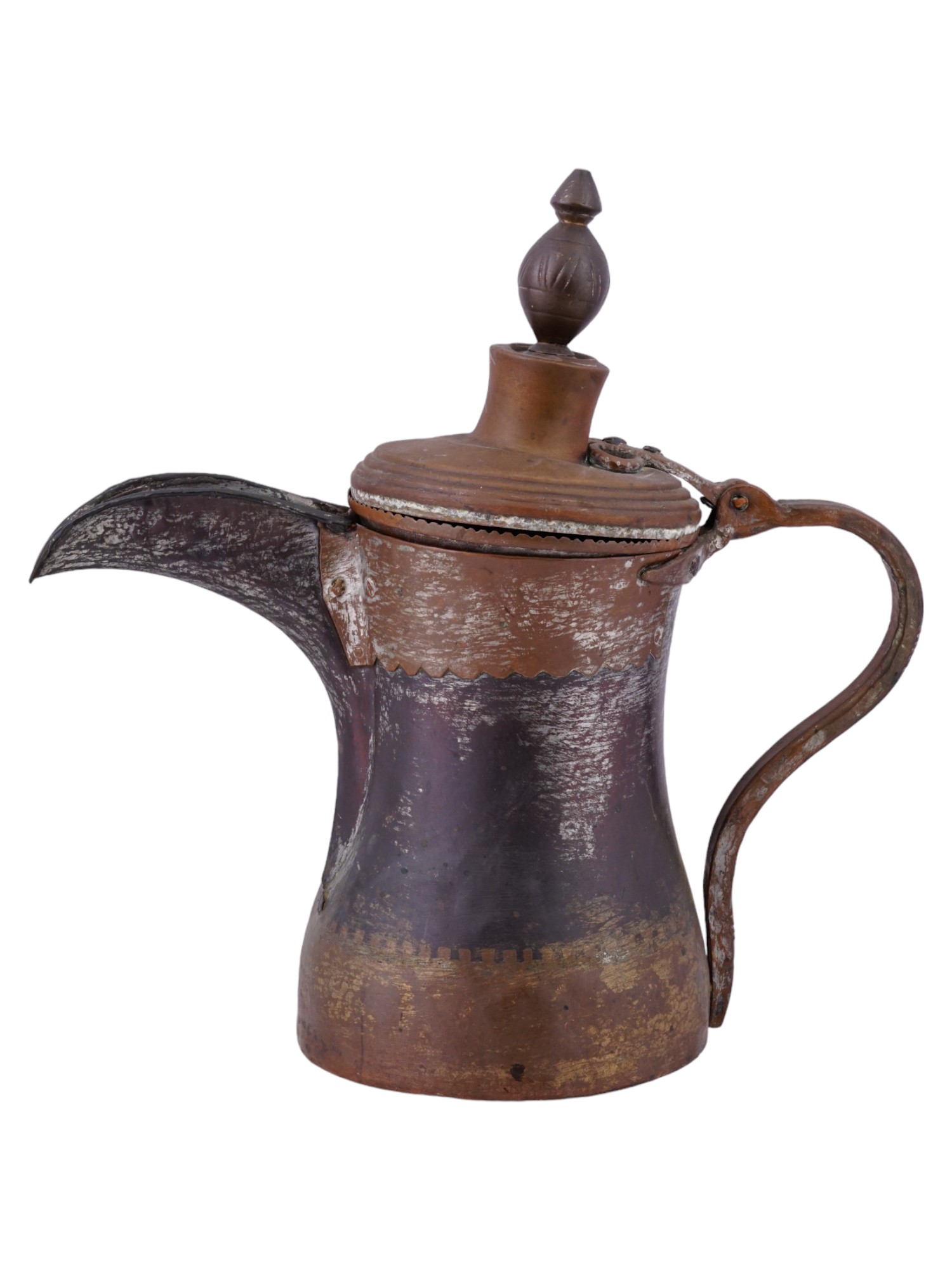 ANTIQUE 19TH C ANTIQUE ARAB BRASS COFFEE POT DALLAH PIC-1