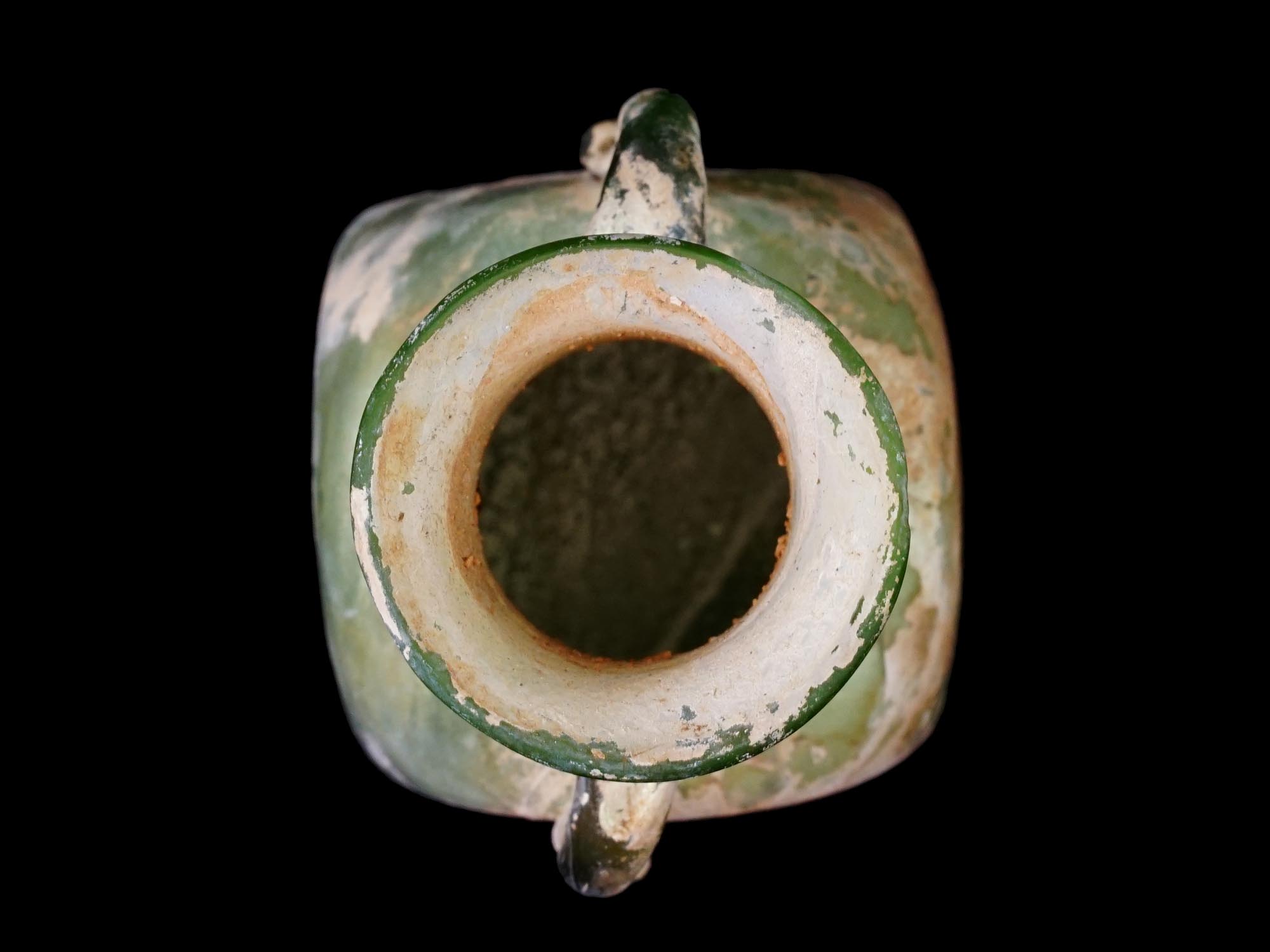 ANCIENT ROMAN GLASS JUG WITH A SQUARE BODY 3RD 5TH C AD PIC-5